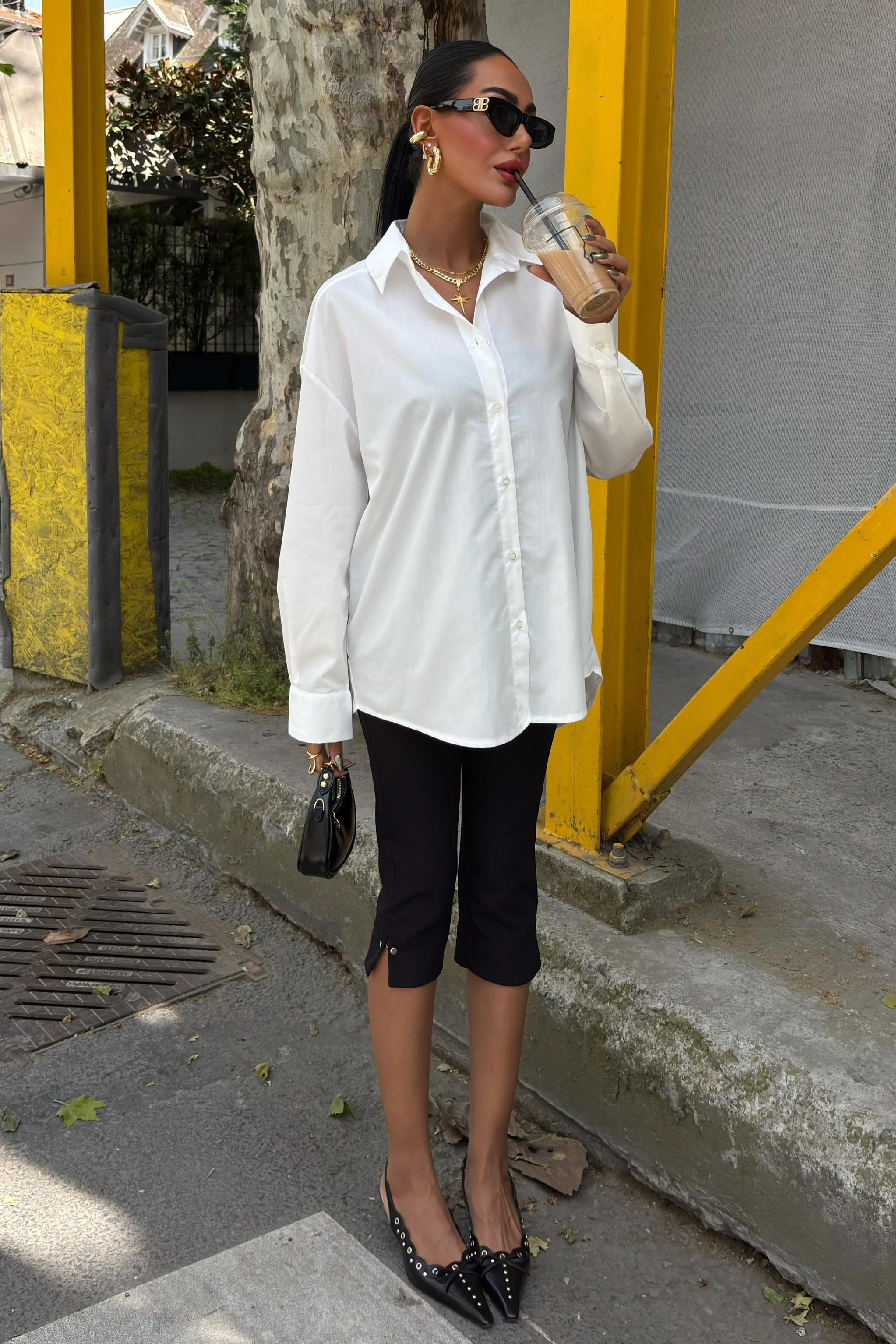 S5Y3421Klasik Oversize Poplin Gömlek 3421