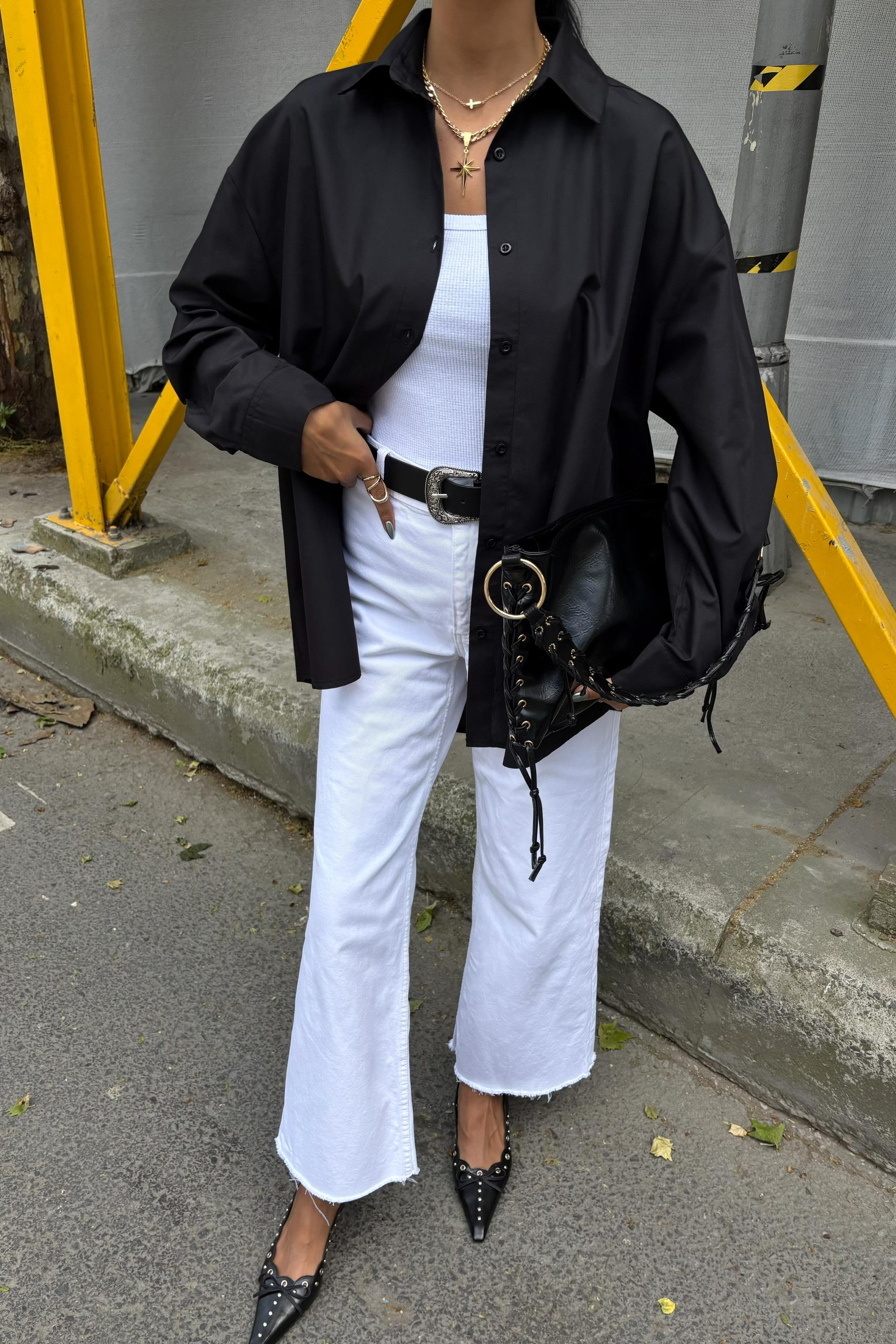 S5Y3421Klasik Oversize Poplin Gömlek 3421
