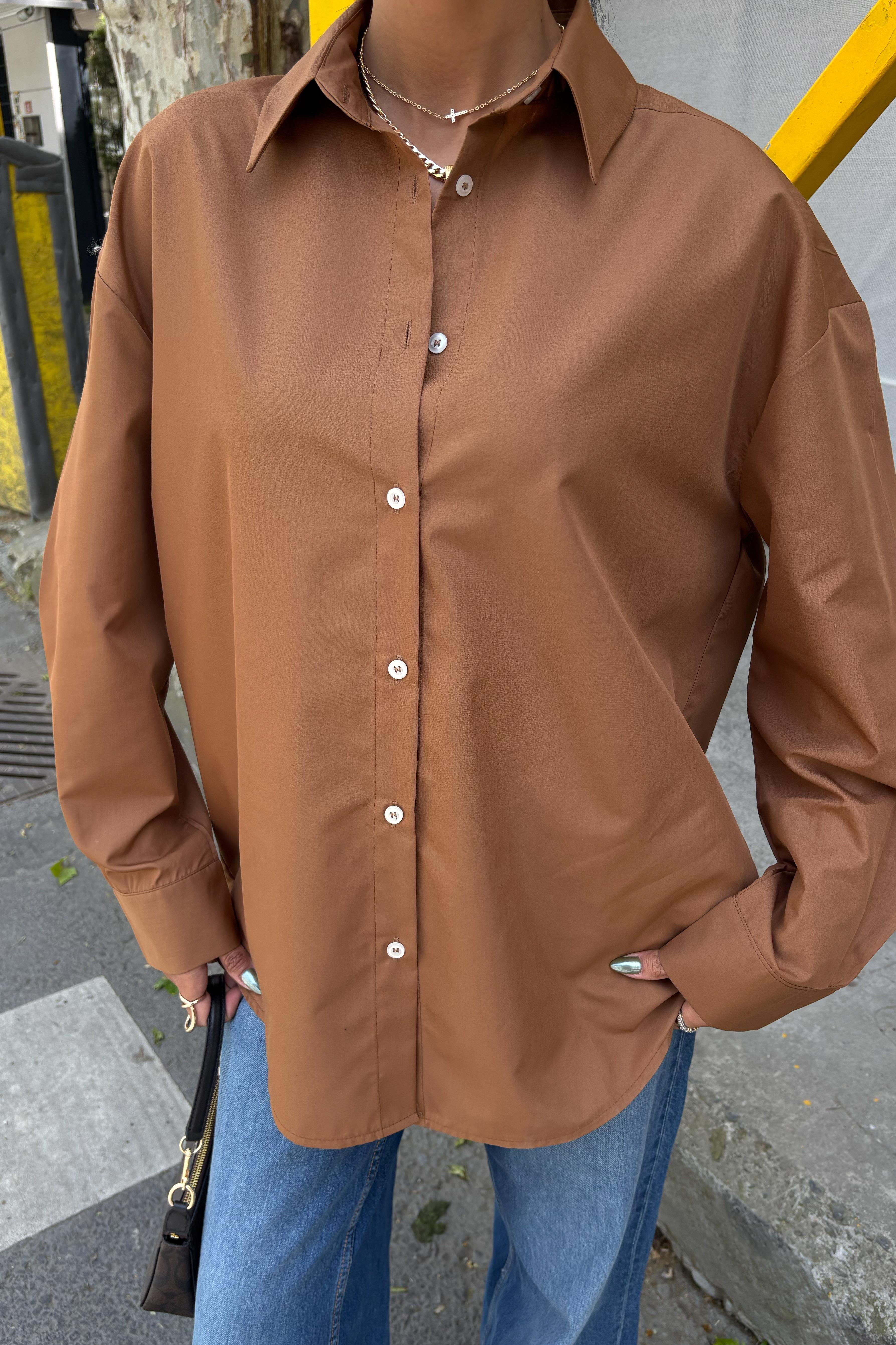 S5Y3421Klasik Oversize Poplin Gömlek 3421