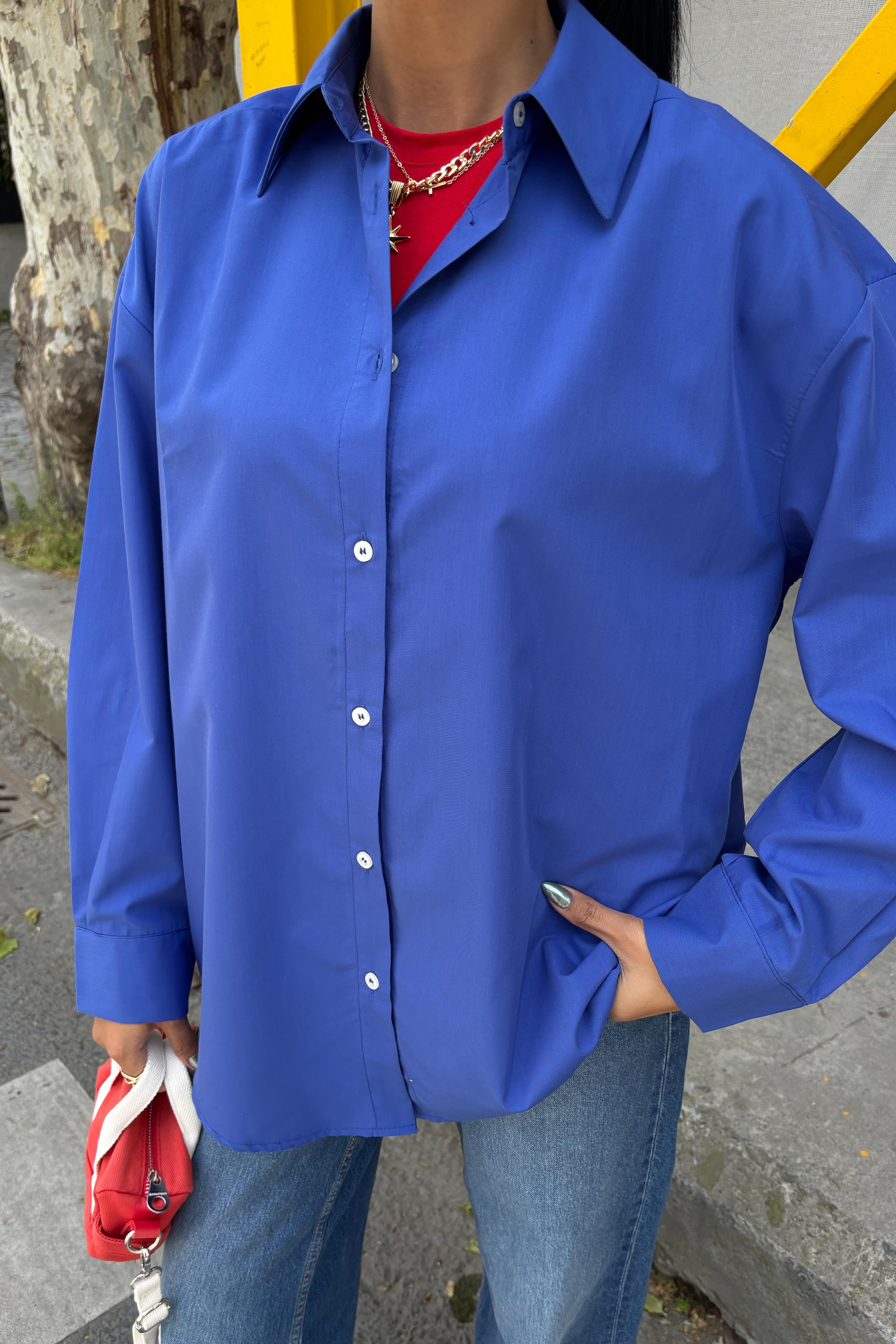S5Y3421Klasik Oversize Poplin Gömlek 3421