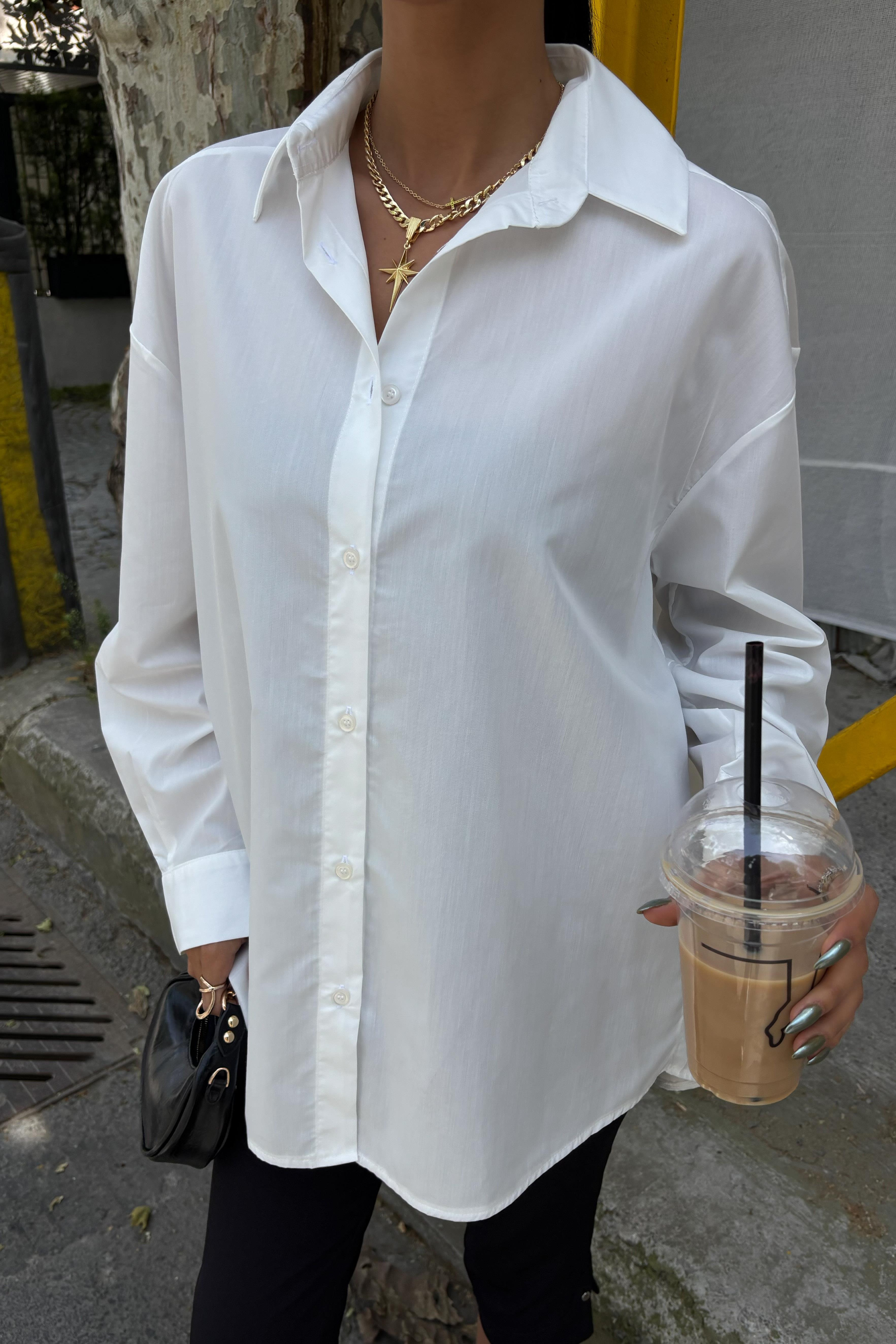 S5Y3421Klasik Oversize Poplin Gömlek 3421