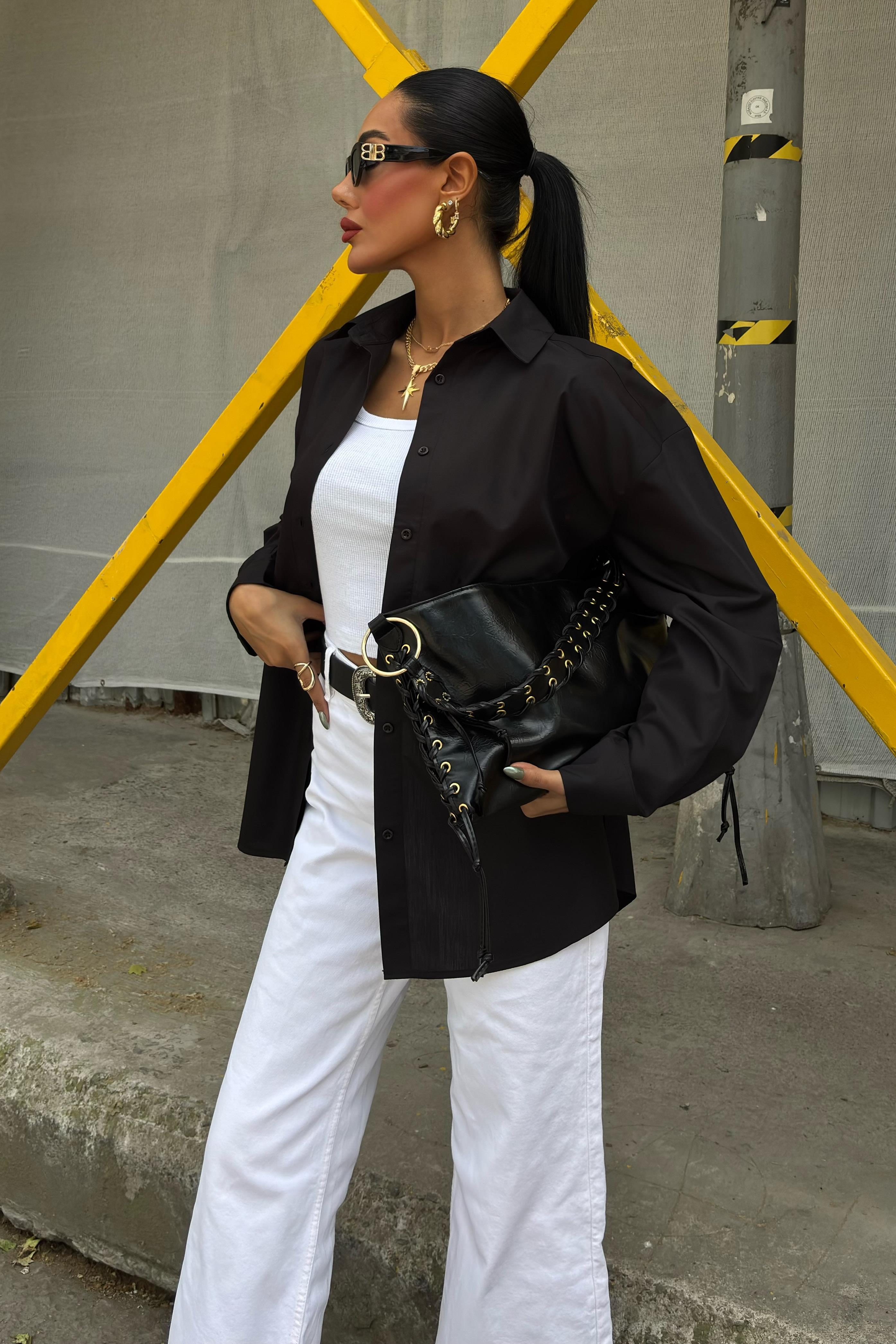 S5Y3421Klasik Oversize Poplin Gömlek 3421