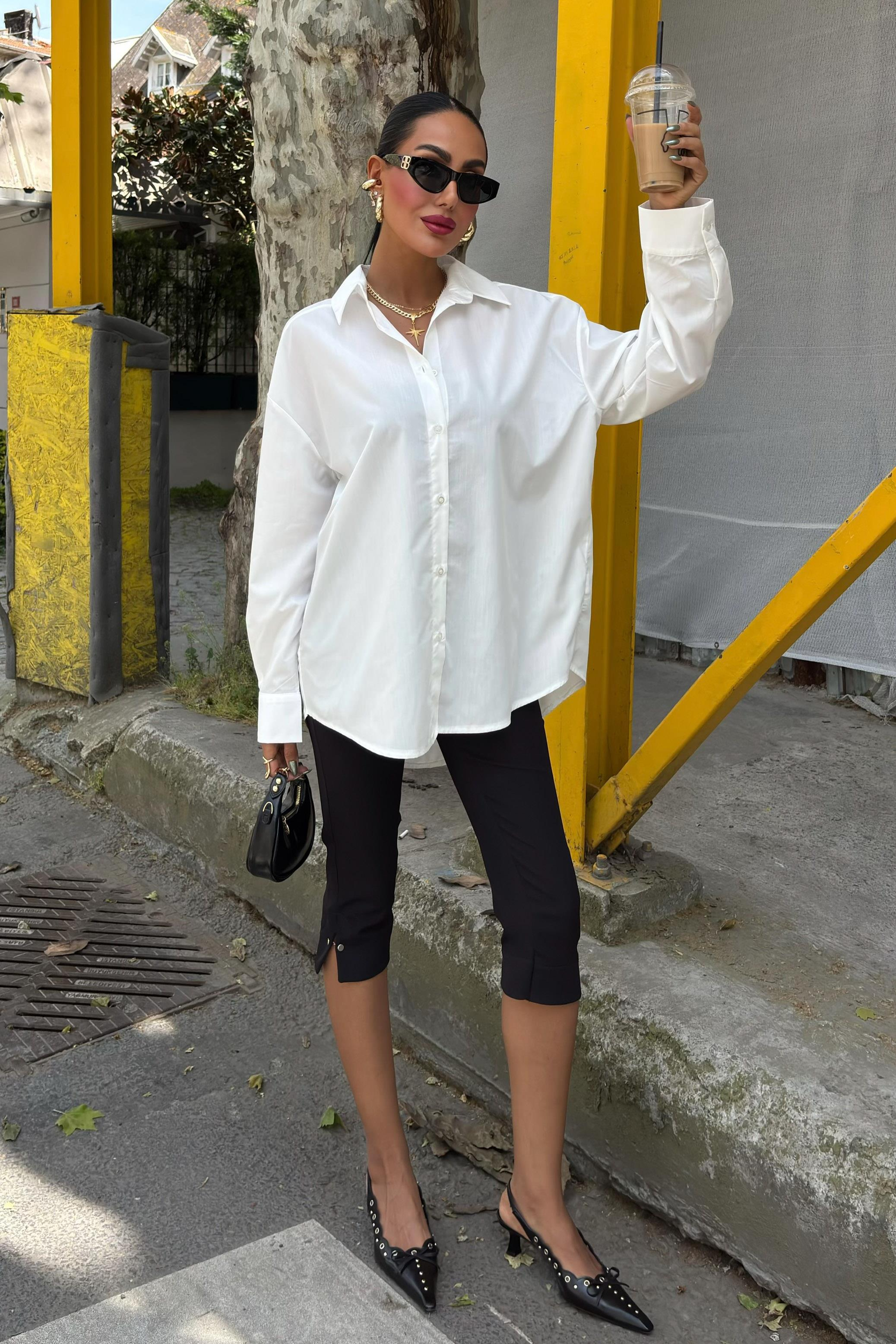 S5Y3421Klasik Oversize Poplin Gömlek 3421