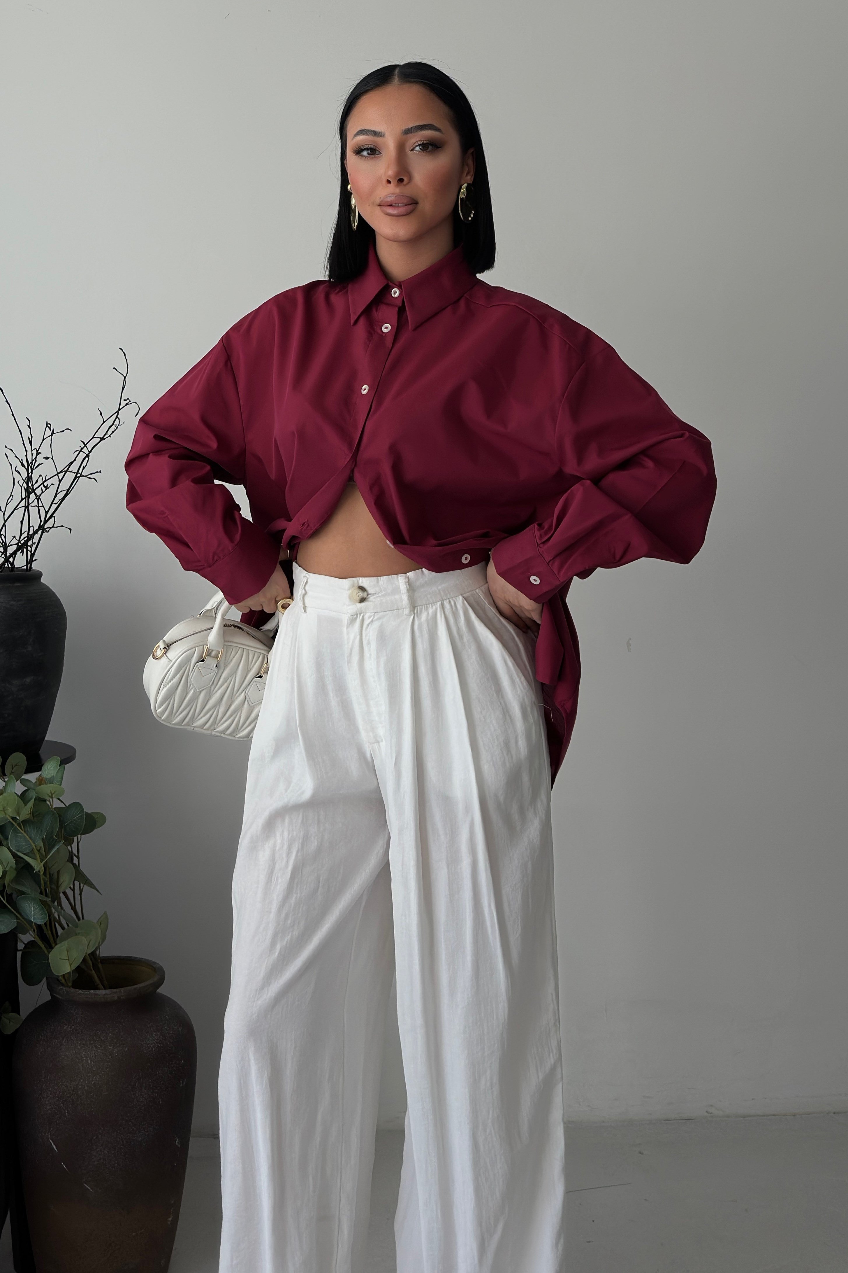 S5Y3421Классическая рубашка из поплина Oversize 3421