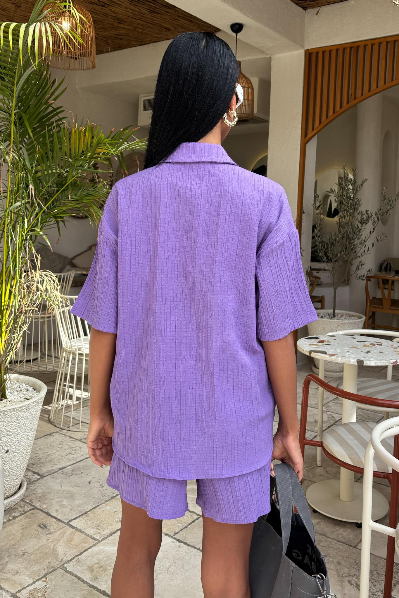 S5Y10135Krinkıl Kumaş Şortlu Salaş Takım 10135