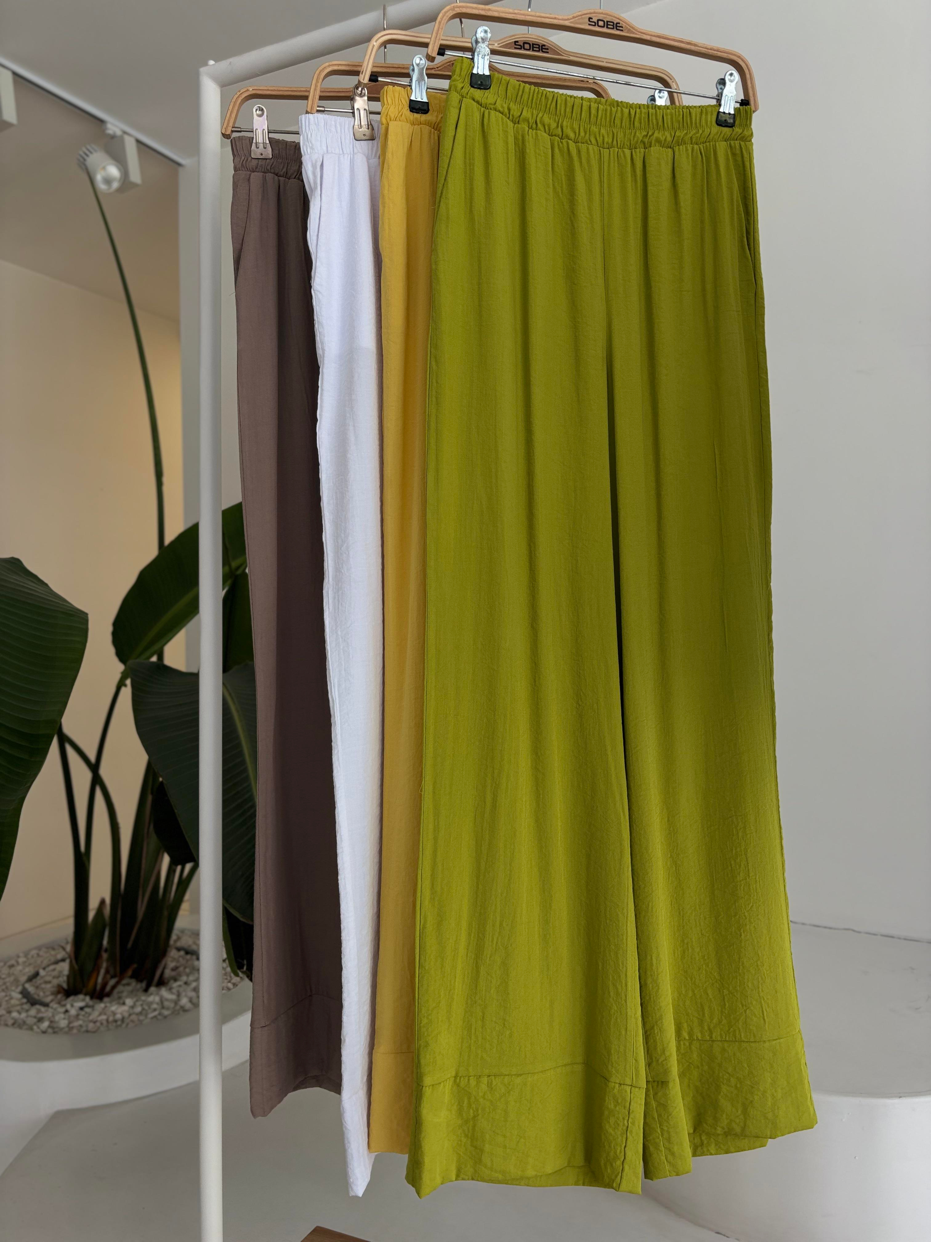 S5Y10191Kruvaze Model Klasik Pantolonlu Çupra Keten Takım 10191