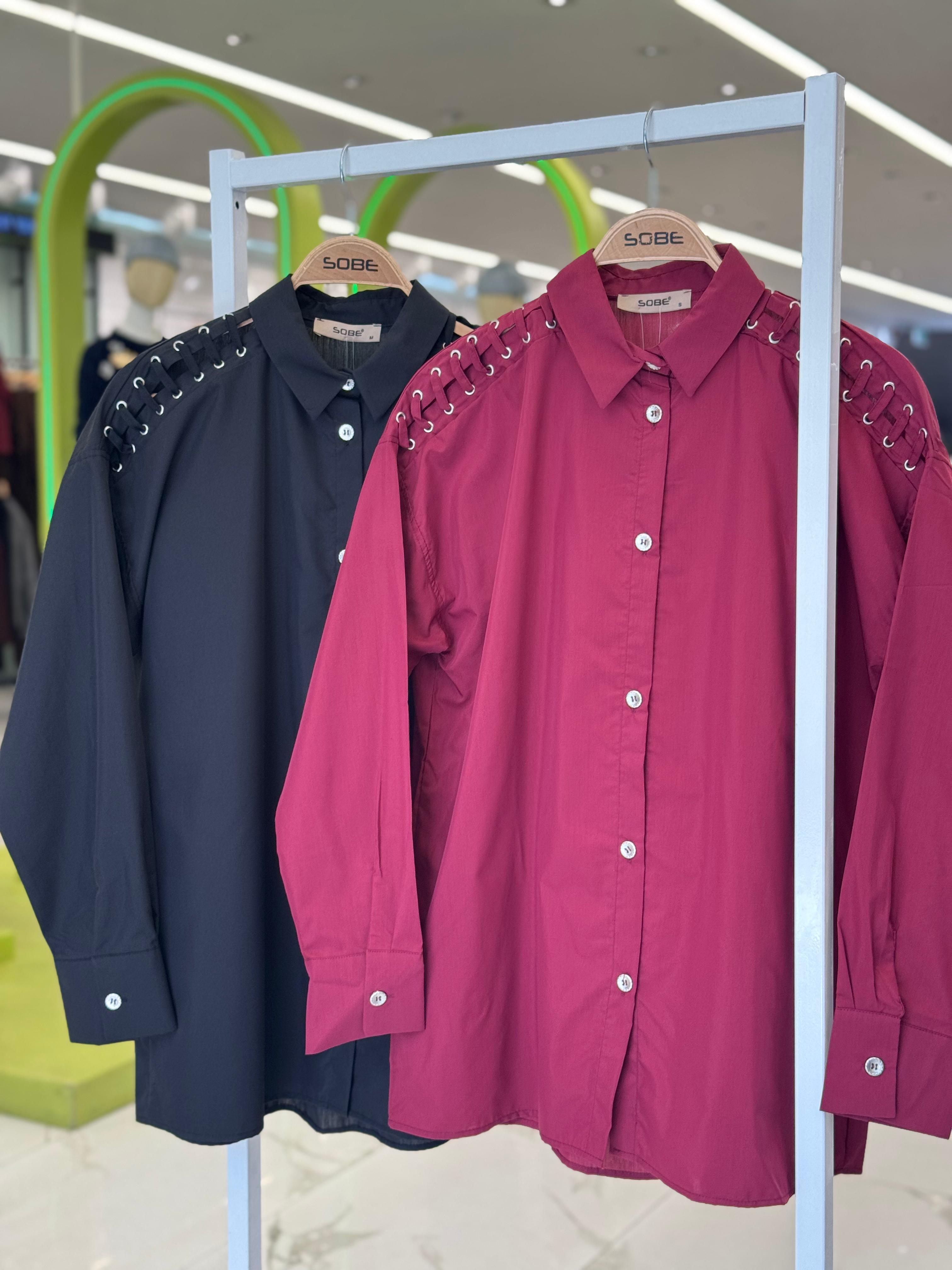 S5Y3419Kuşgözü ve Biye Detaylı Poplin Gömlek 3419