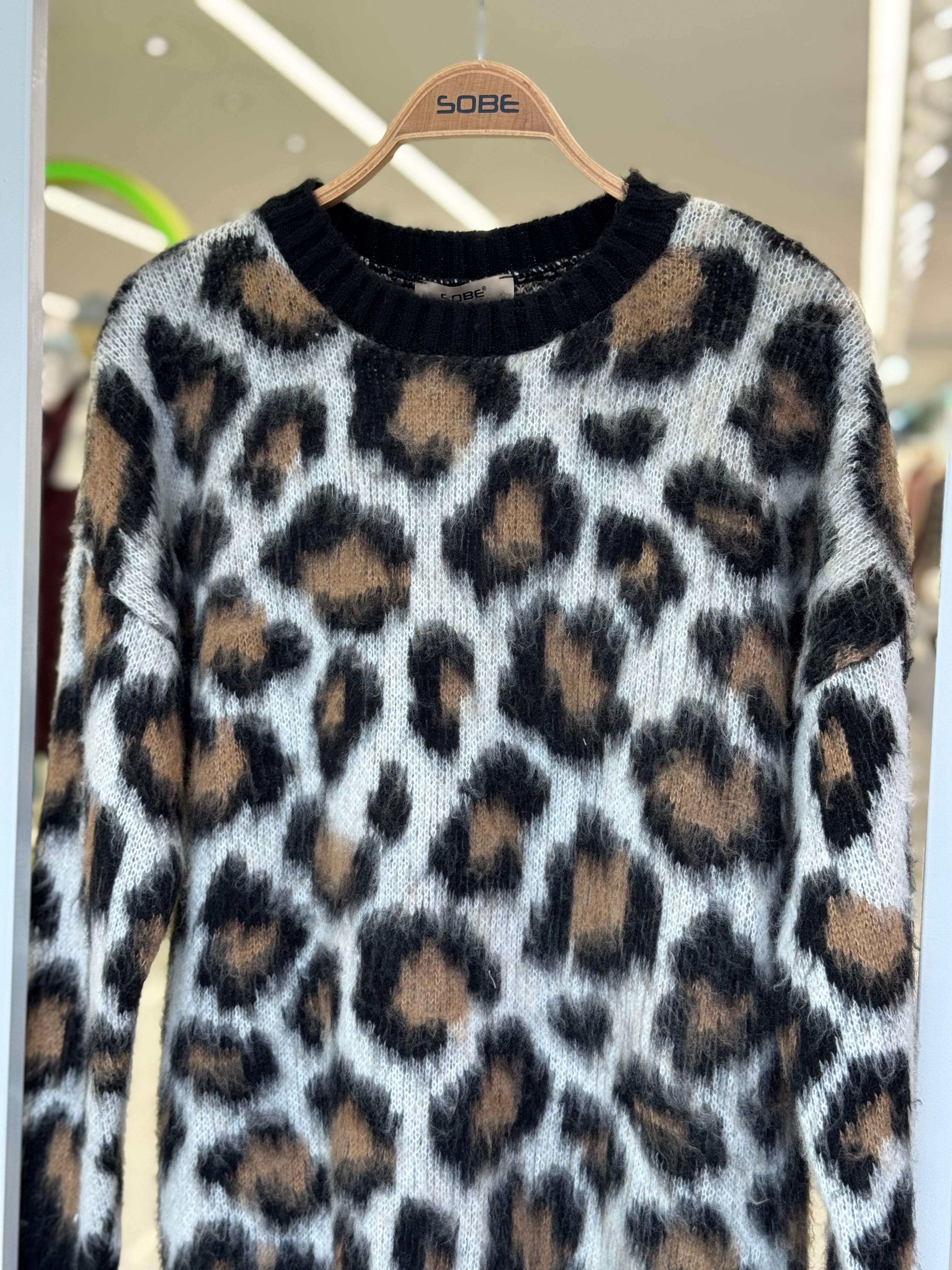 S5K1337Leopar Desenli Triko Kazak 1337