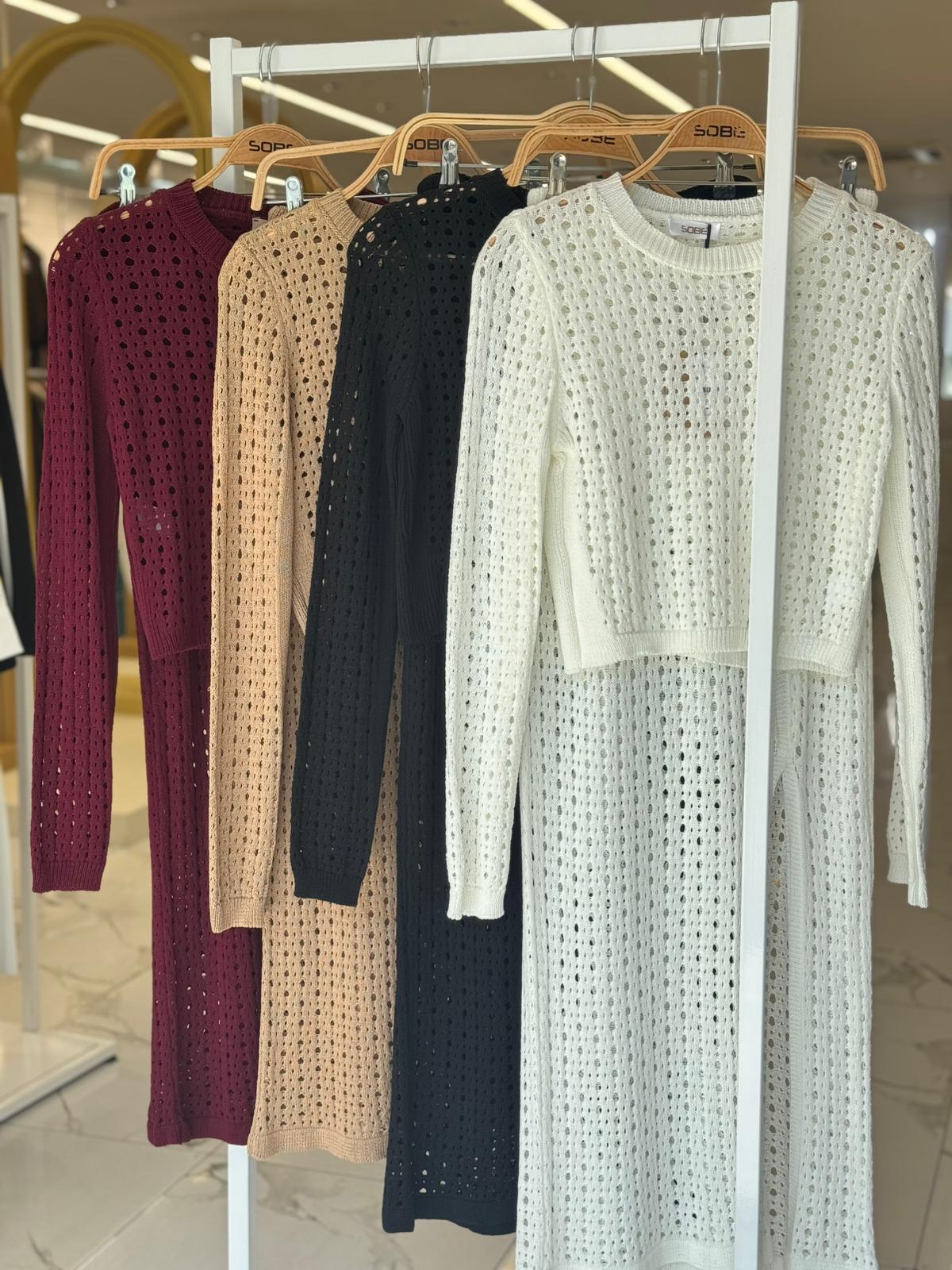 S5K9882Macey Kroşe Crop Takım 9882