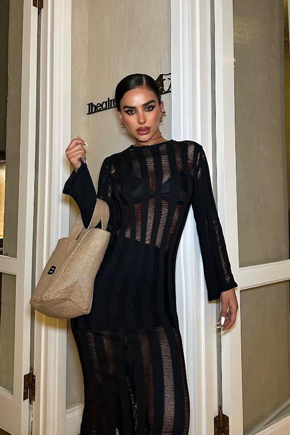 S4K2663Marcella Kroşe Midi Elbise 2663-23