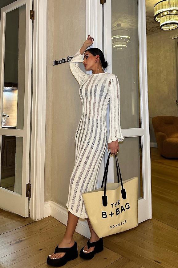 S4K2663Marcella Kroşe Midi Elbise 2663-23