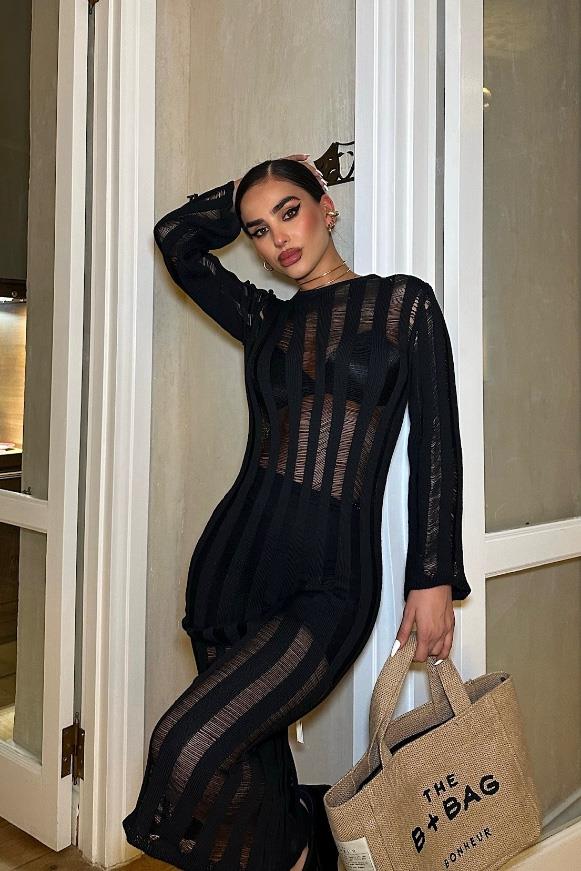 S4K2663Marcella Kroşe Midi Elbise 2663-23