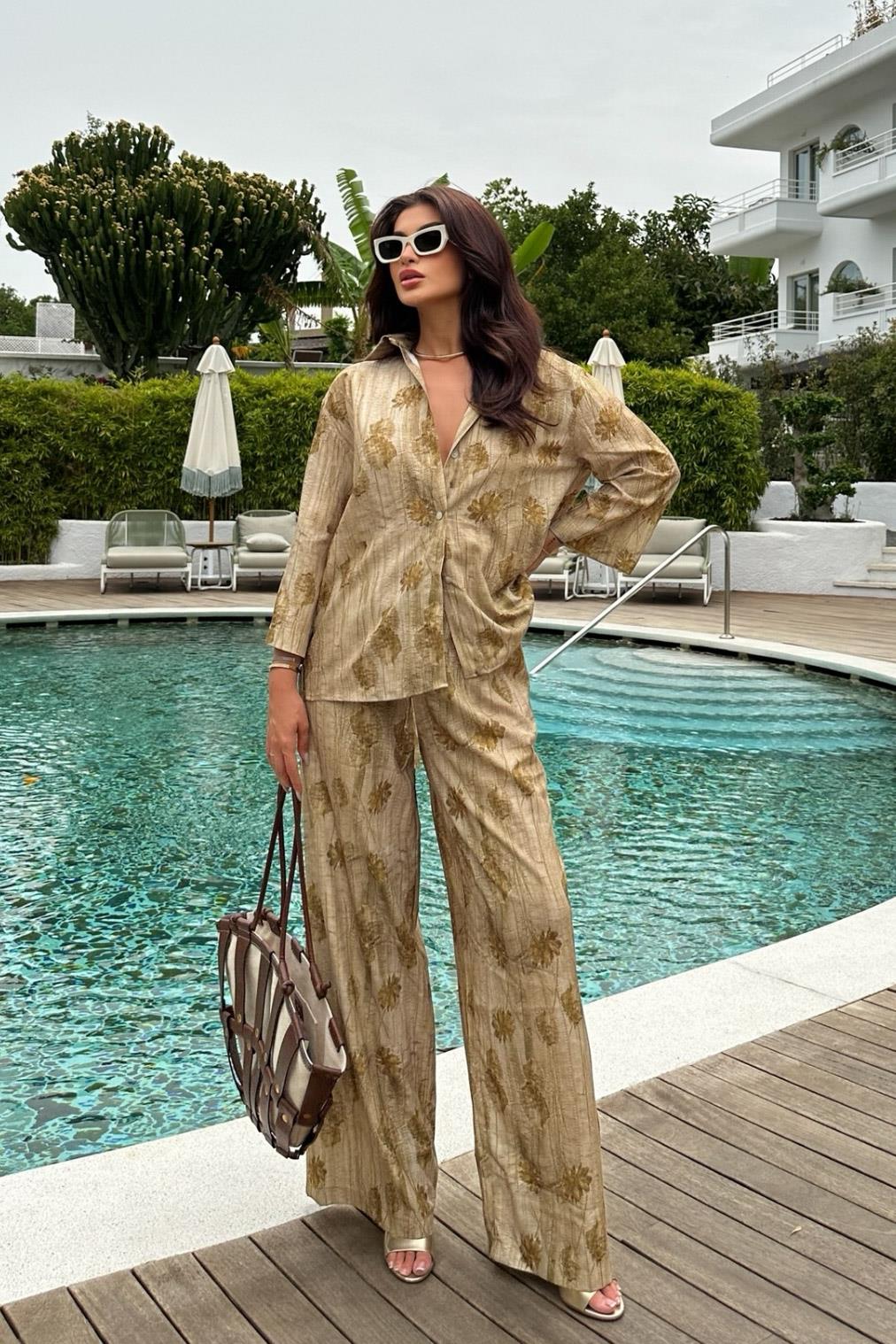 S4Y9865Marina Desenli Oversize Takım 9865