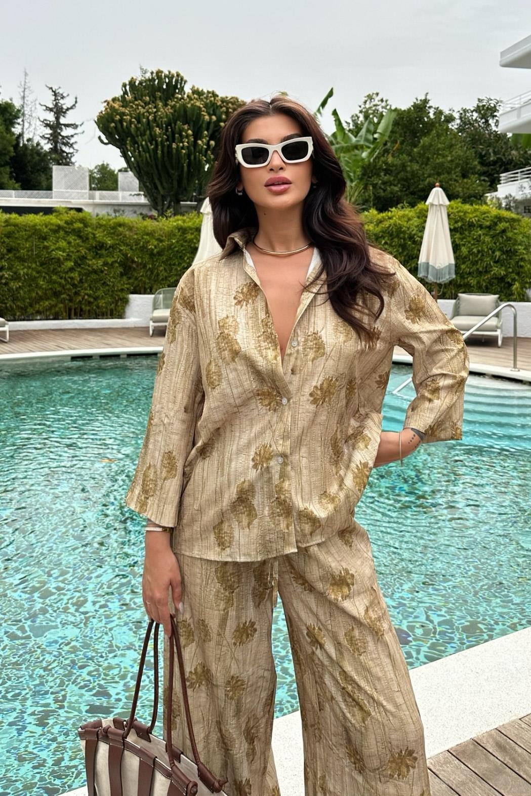S4Y9865Marina Desenli Oversize Takım 9865