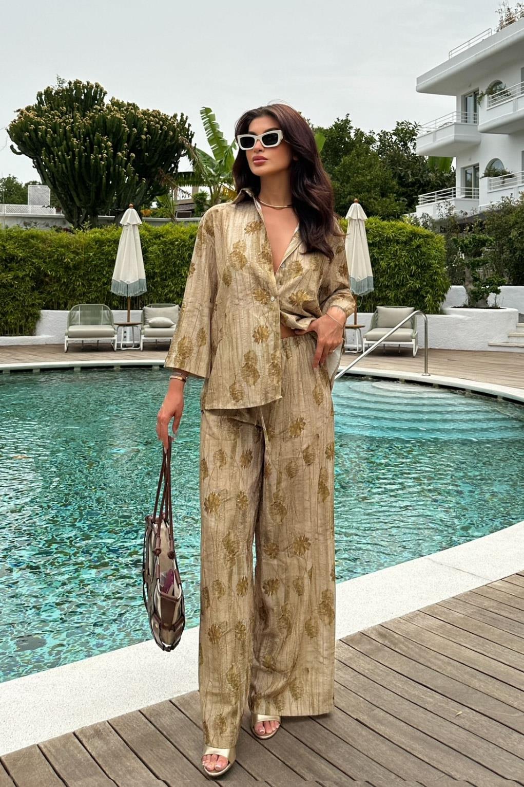 S4Y9865Marina Desenli Oversize Takım 9865