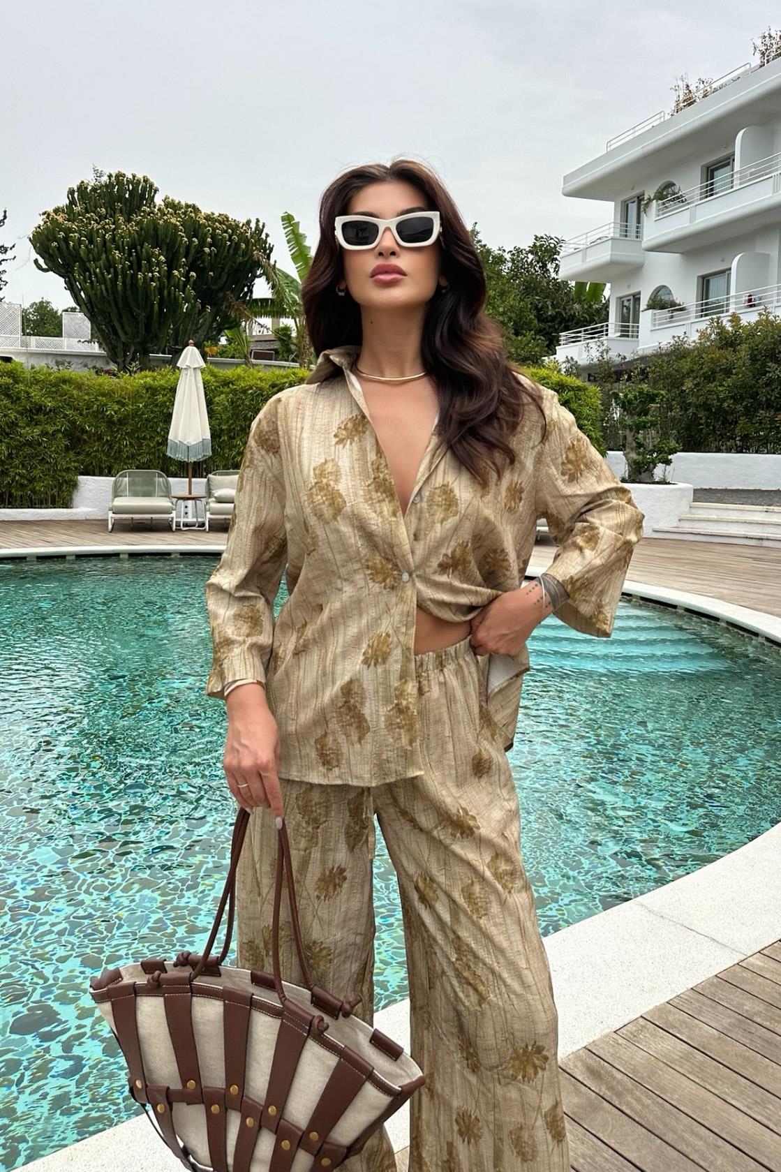 S4Y9865Marina Desenli Oversize Takım 9865