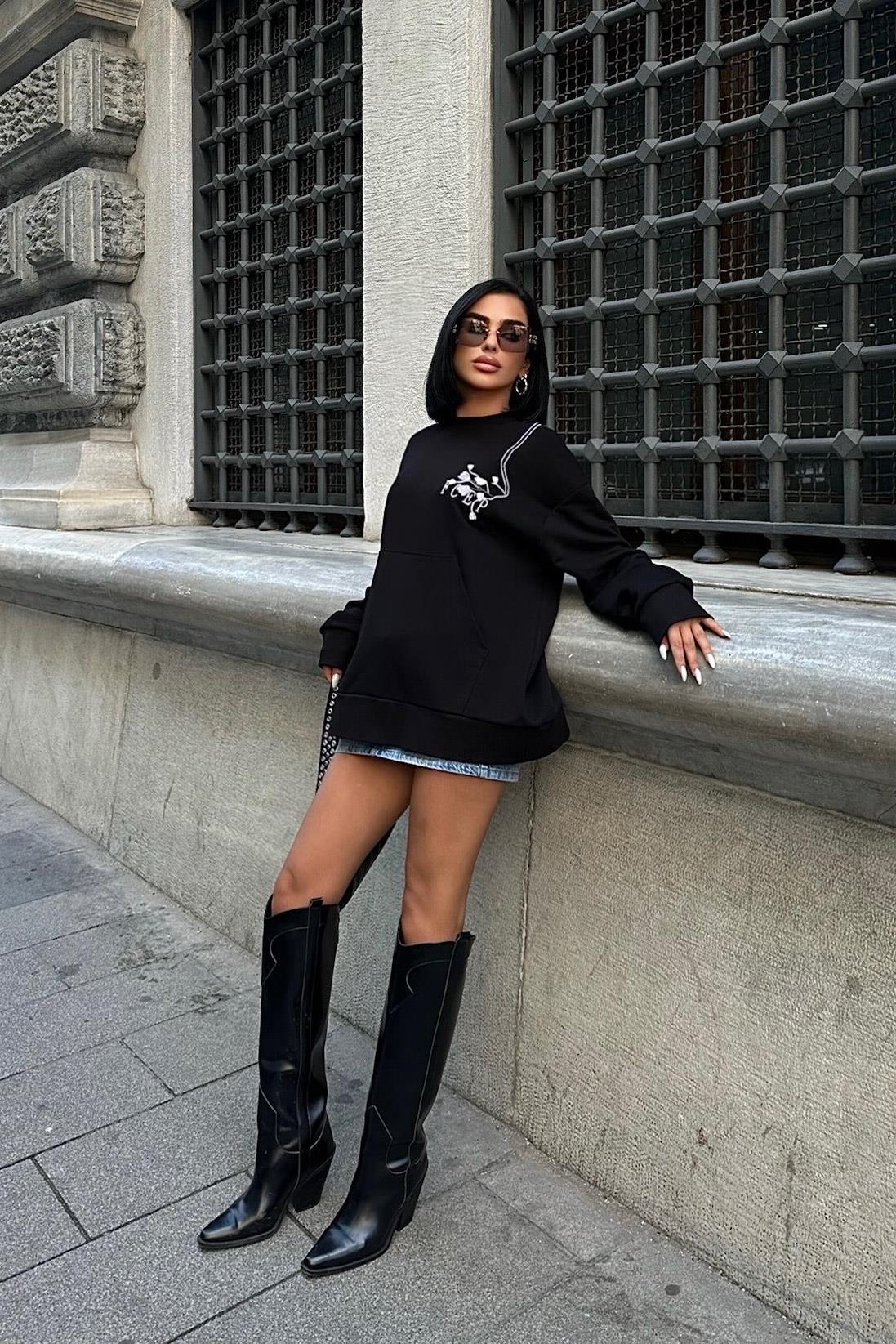 S5K8050Marison Çiçek Nakışlı Sweatshirt 8050 -08