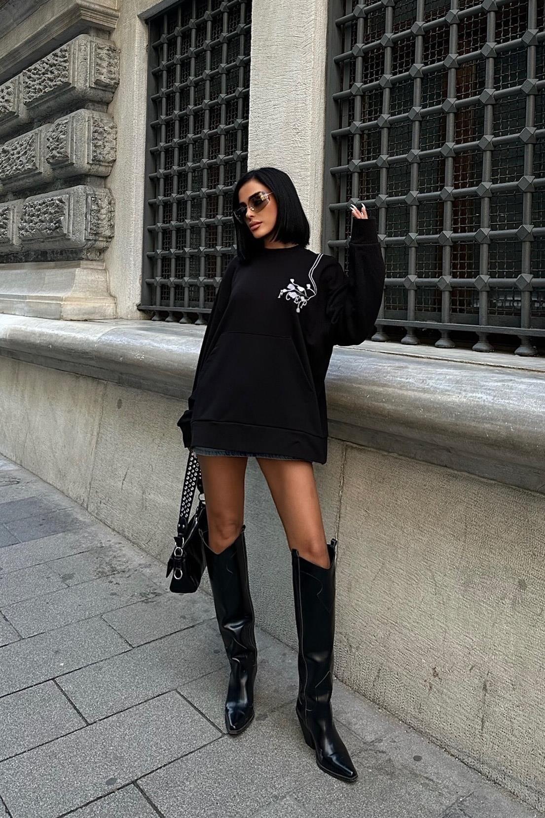 S5K8050Marison Çiçek Nakışlı Sweatshirt 8050 -08