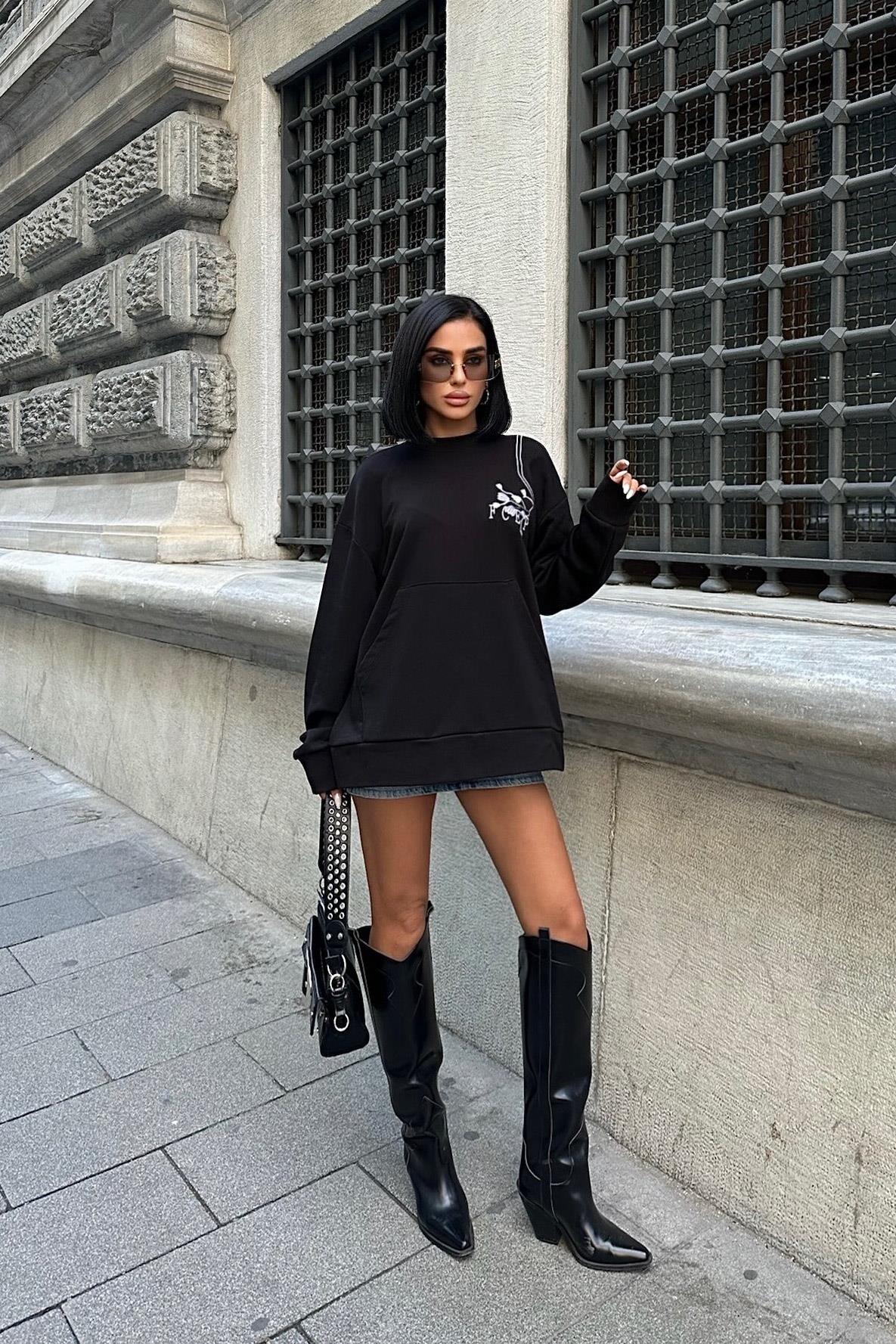 S5K8050Marison Çiçek Nakışlı Sweatshirt 8050 -08