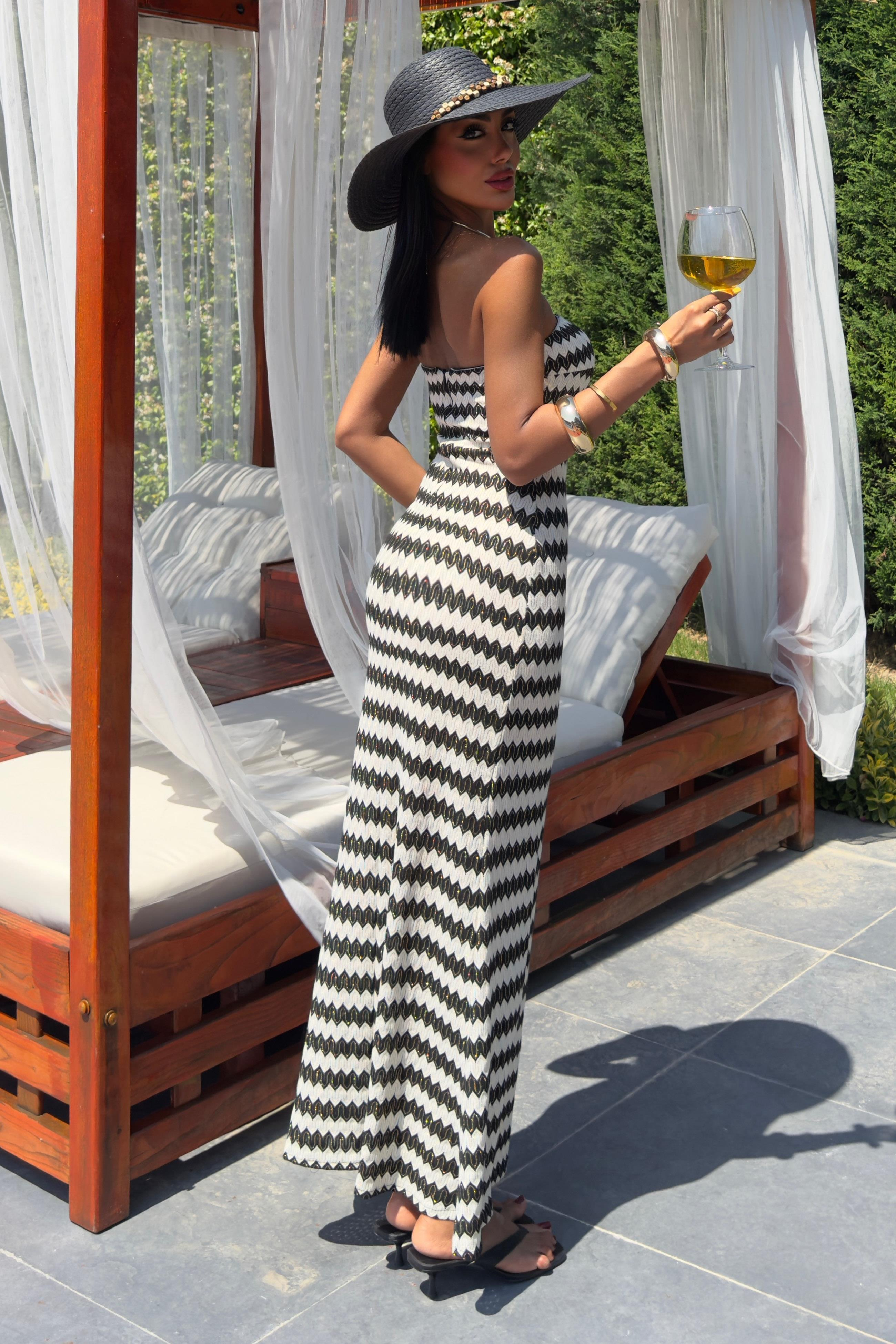 S5Y2770Maura Patterned Strapless Dress 2770