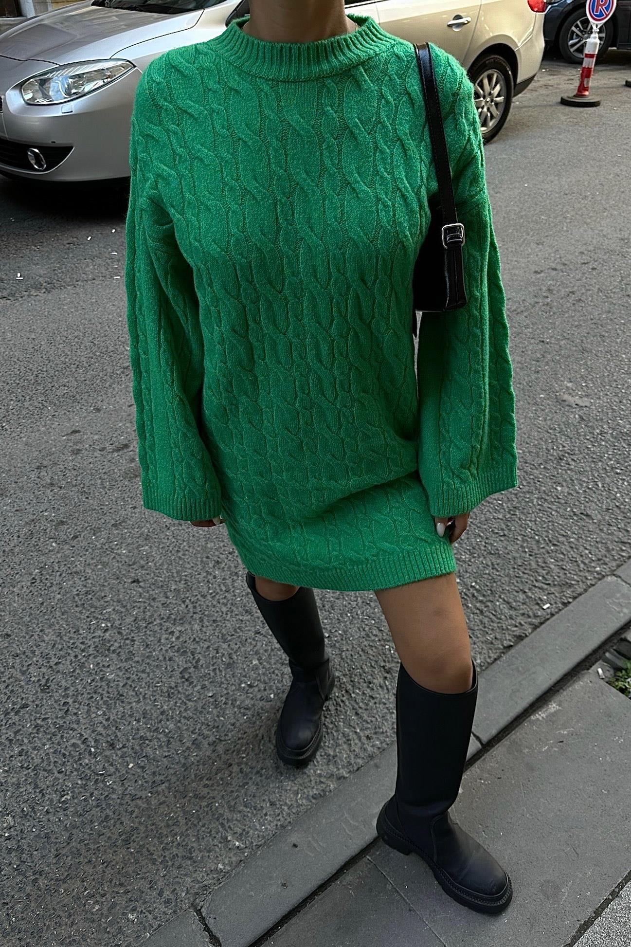 S4K2537Melanie Örgü Desen Mini Elbise 2537-02