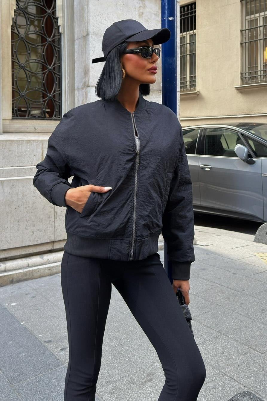 S5K7059Michonne Ribanalı Bomber Ceket 7059 -08