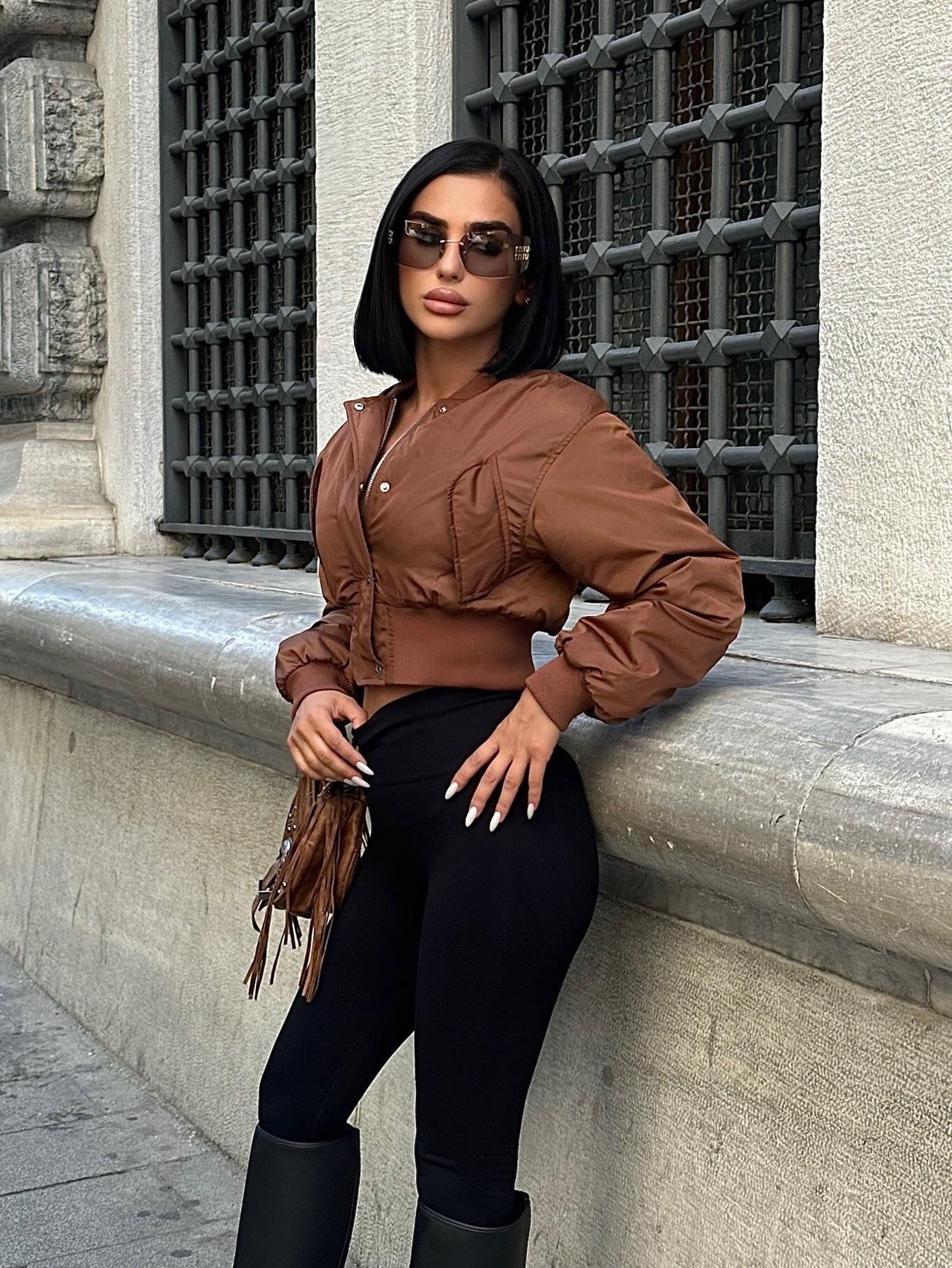 S4K7022Miecka Crop Bomber Jacket 7022-8