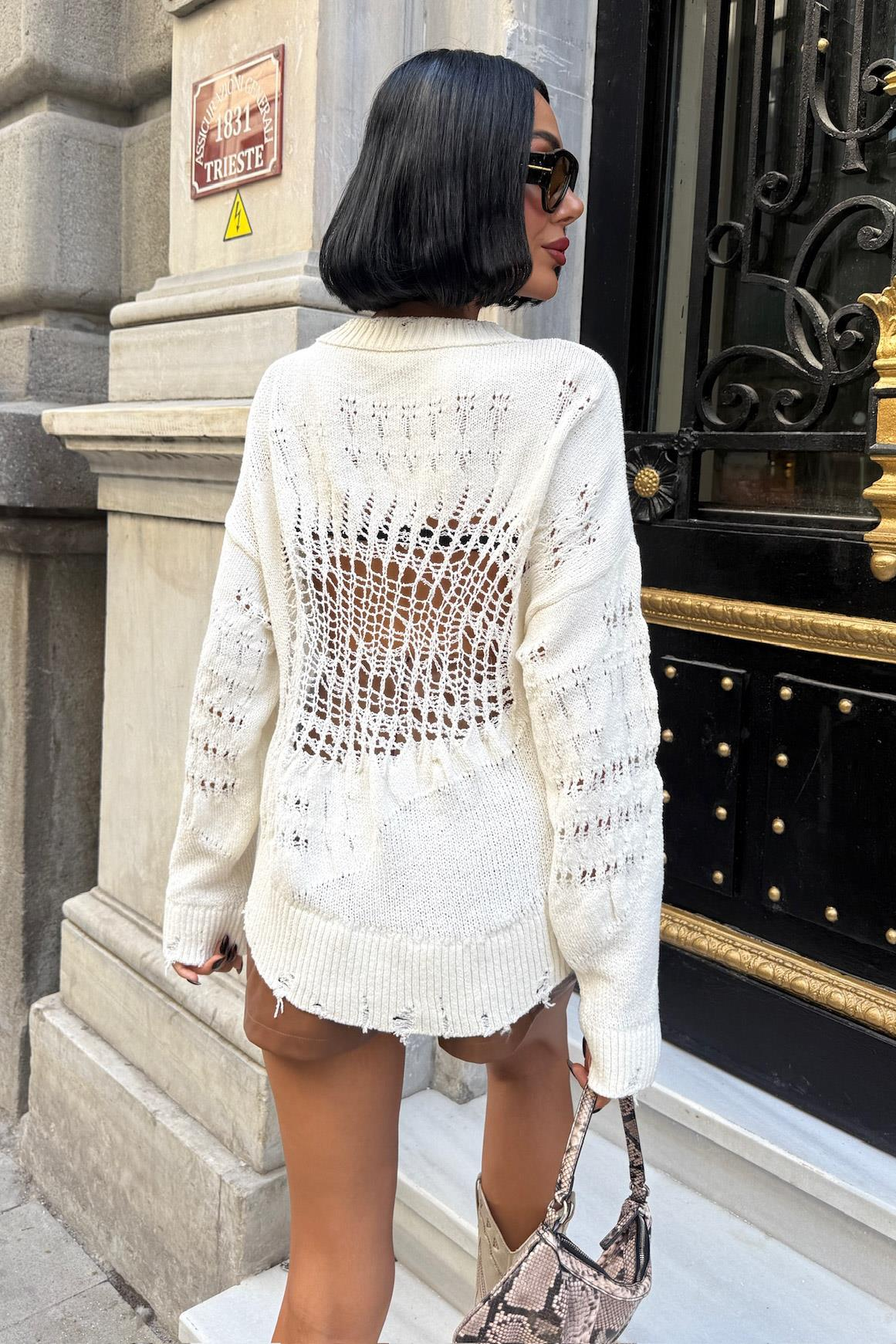 S4K1216Mihaela Oversize Openwork Sweater 1216-02