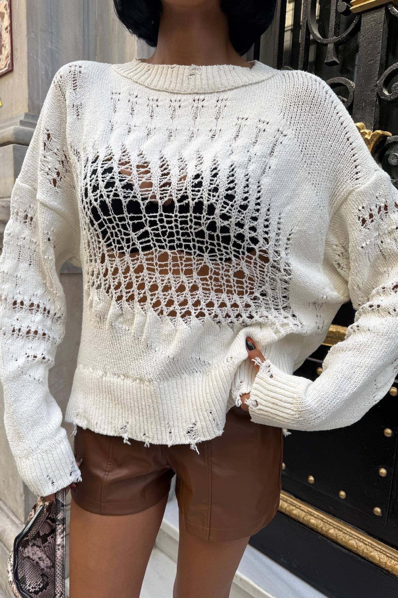 S4K1216Mihaela Oversize Openwork Sweater 1216-02