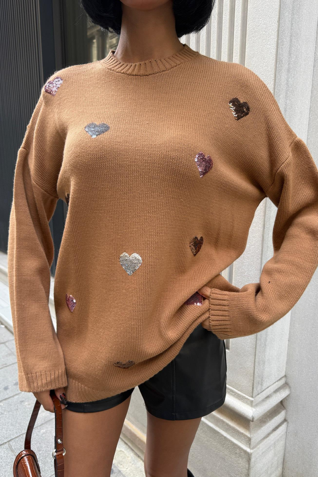 S5K1339Molly Heart Patterned Knitted Sweater 1339