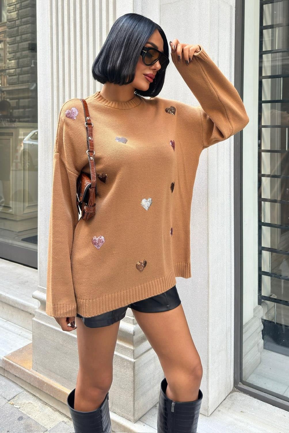 S5K1339Molly Heart Patterned Knitted Sweater 1339