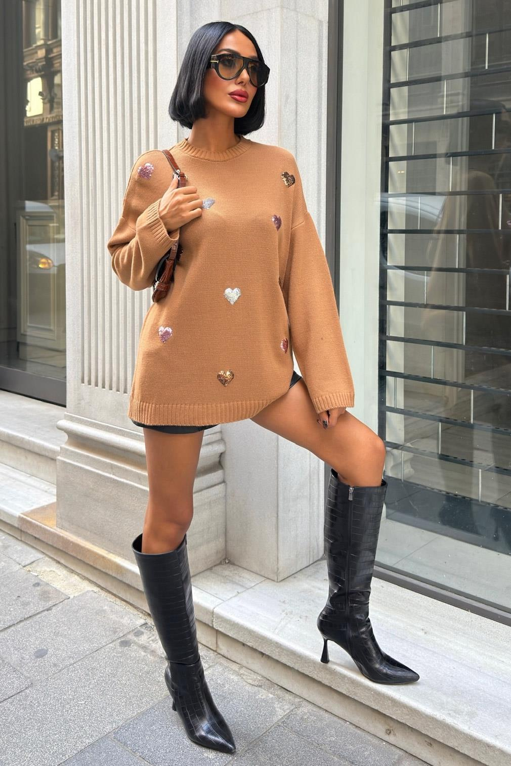 S5K1339Molly Heart Patterned Knitted Sweater 1339