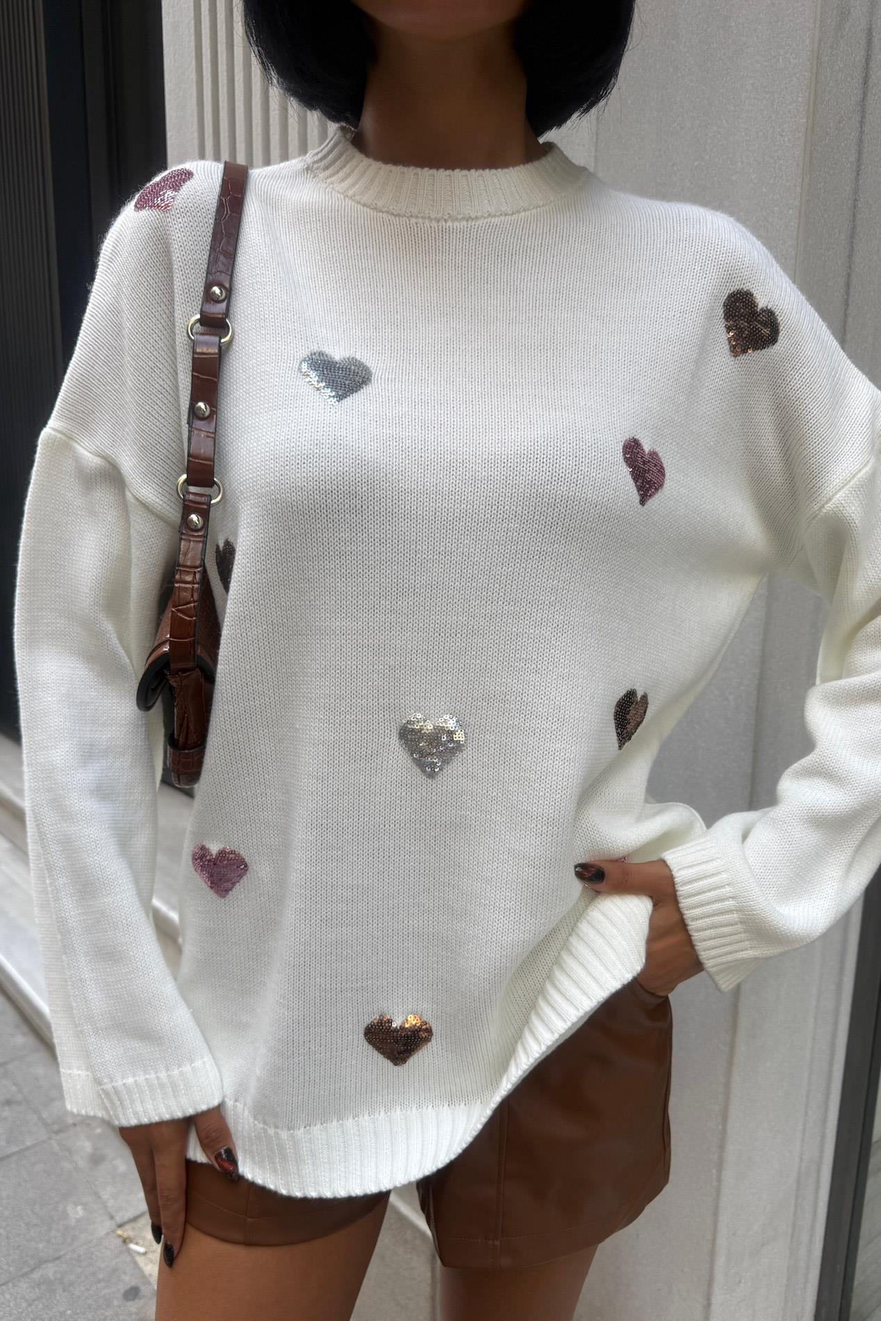 S5K1339Molly Heart Patterned Knitted Sweater 1339