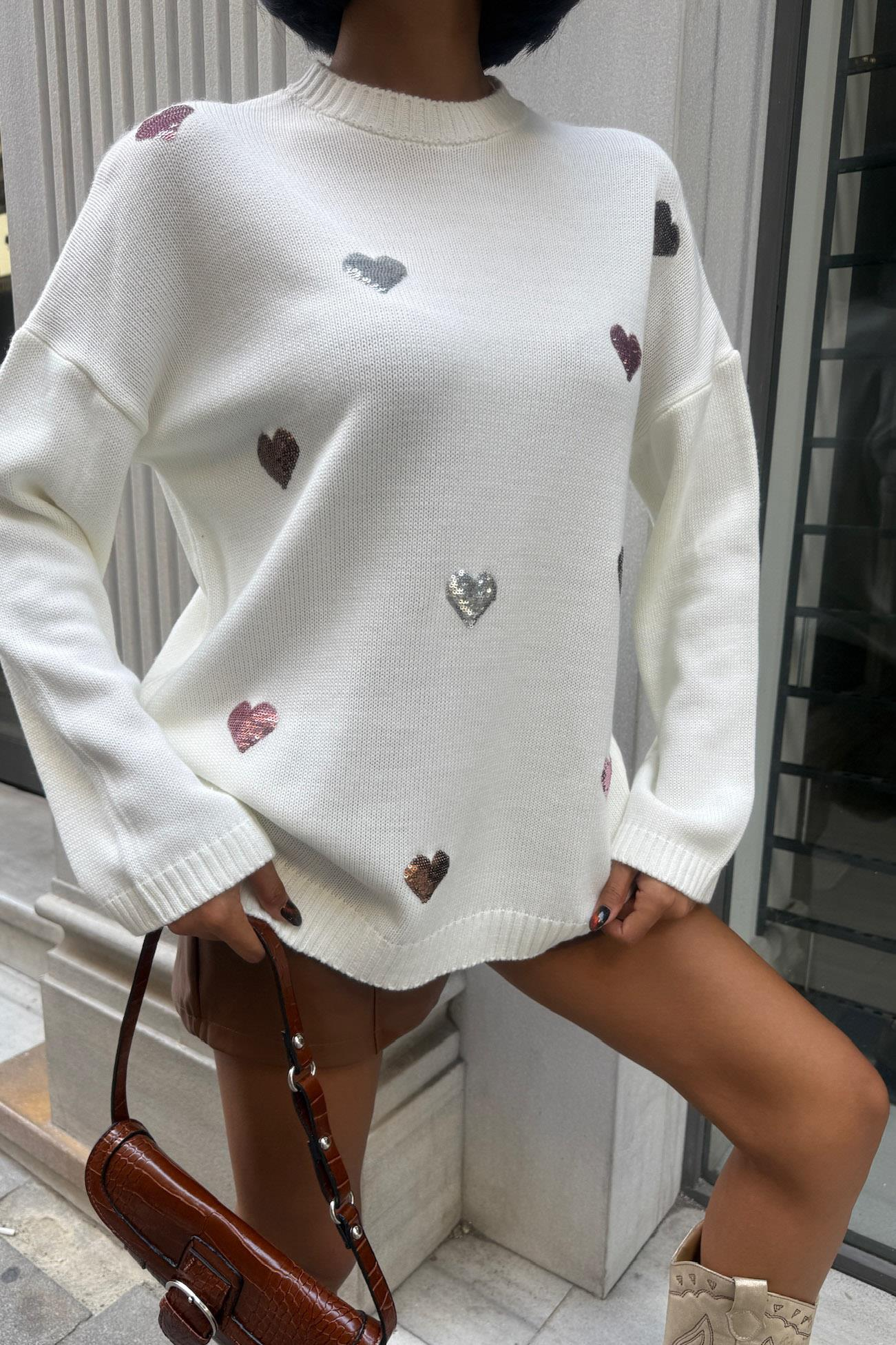 S5K1339Molly Heart Patterned Knitted Sweater 1339