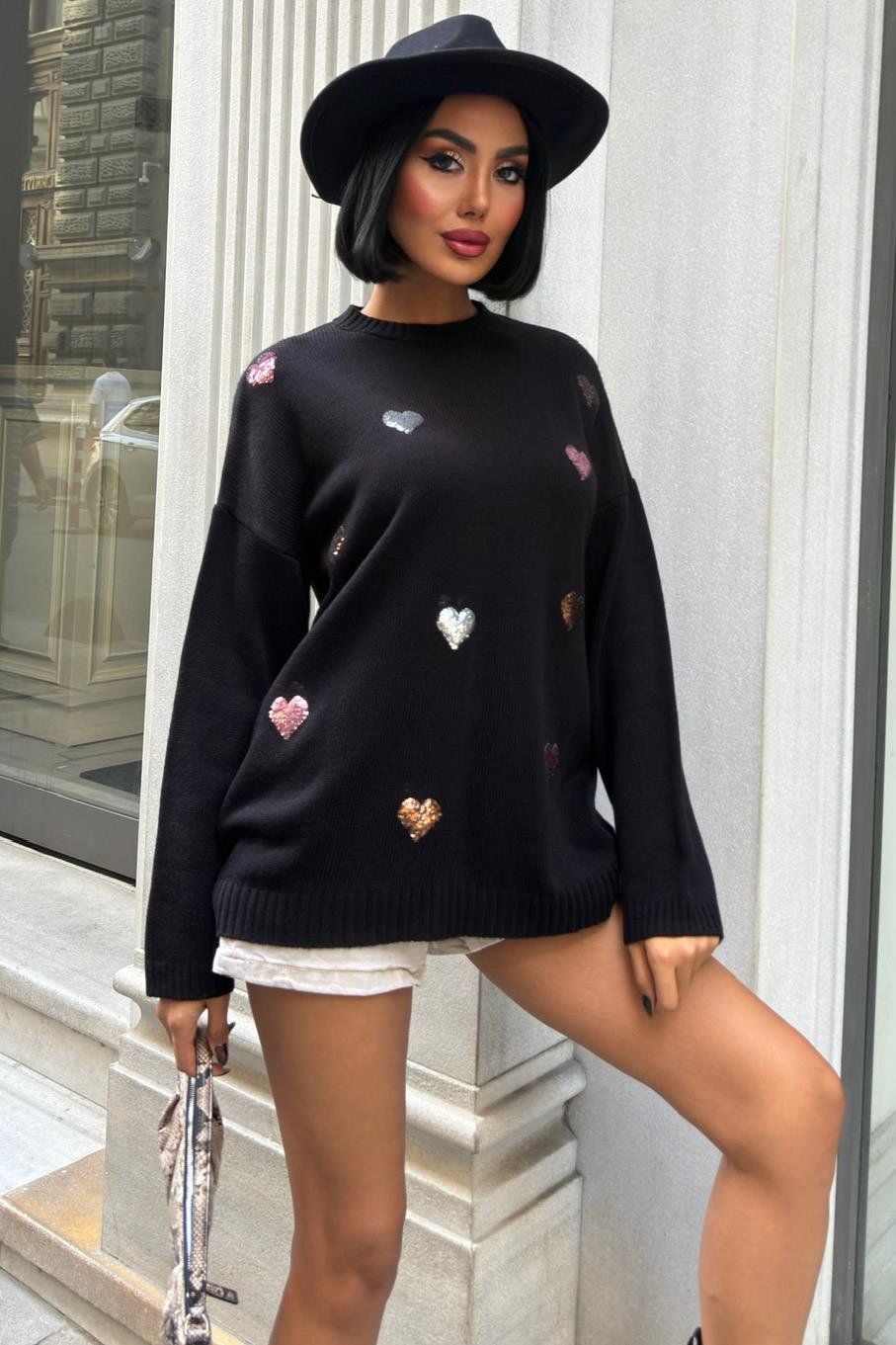 S5K1339Molly Heart Patterned Knitted Sweater 1339