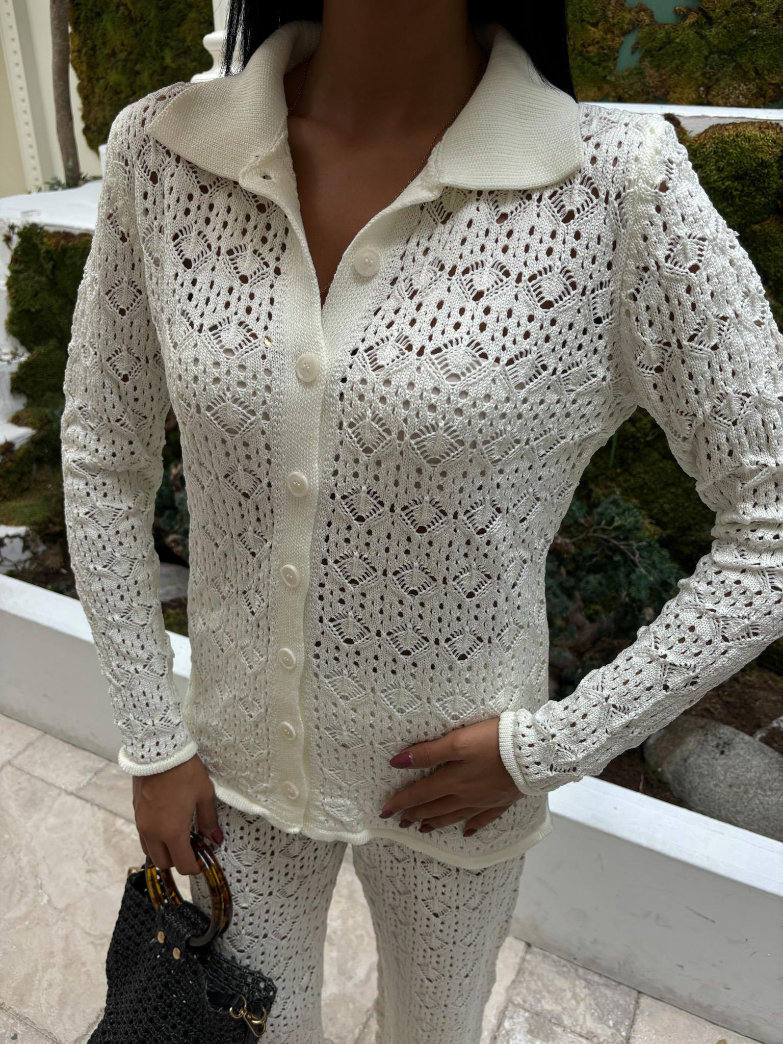 S5K9934Odette Openwork Trouser Set 9934