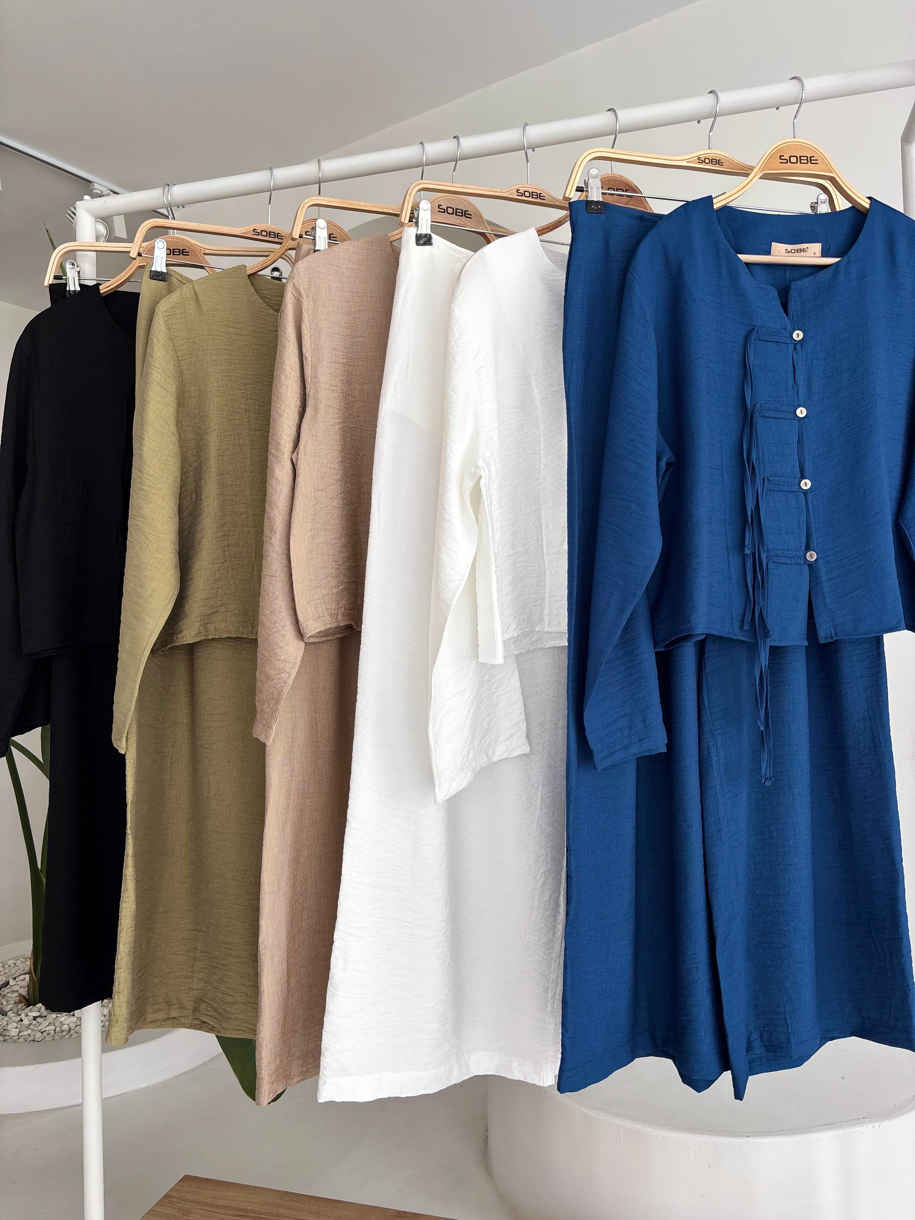S5Y10180Önü İnce Kordon Detaylı ve Double Paça Pantolonlu Takım 10180