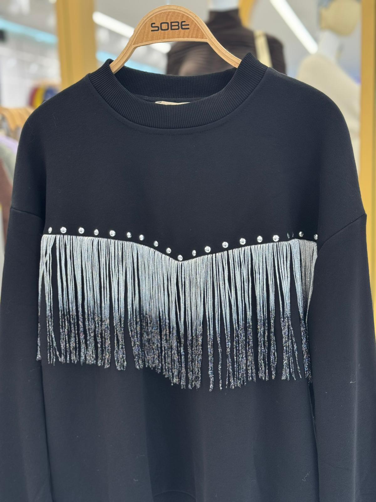 S5K8051Tassel Detailed Sweatshirt 8051