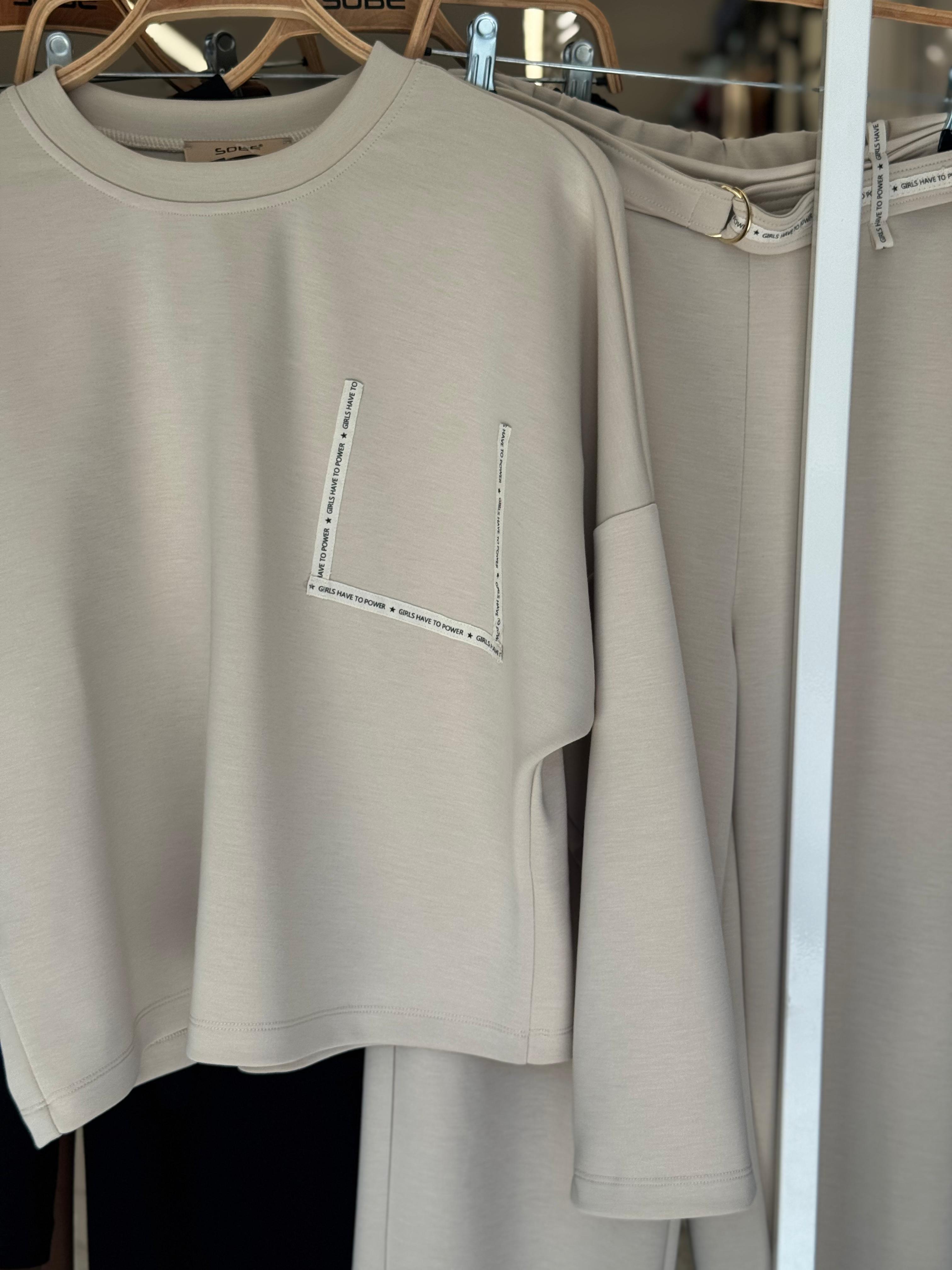 S6K10234Modal Suit with Stripe and Waist Belt Detail 10234