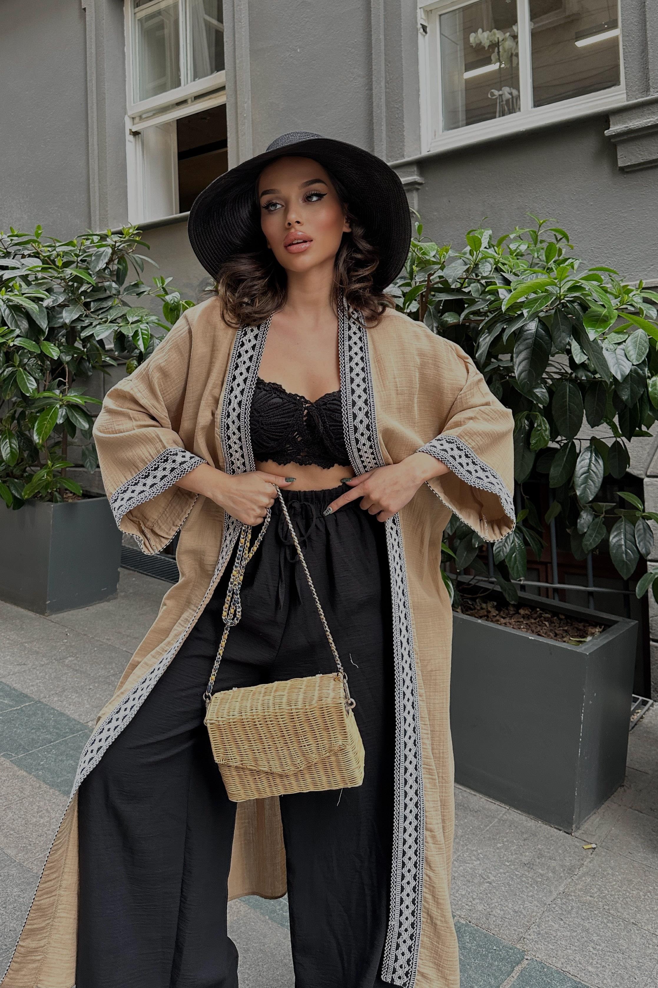 S4Y5160Shanina Desenli Kimono 5160