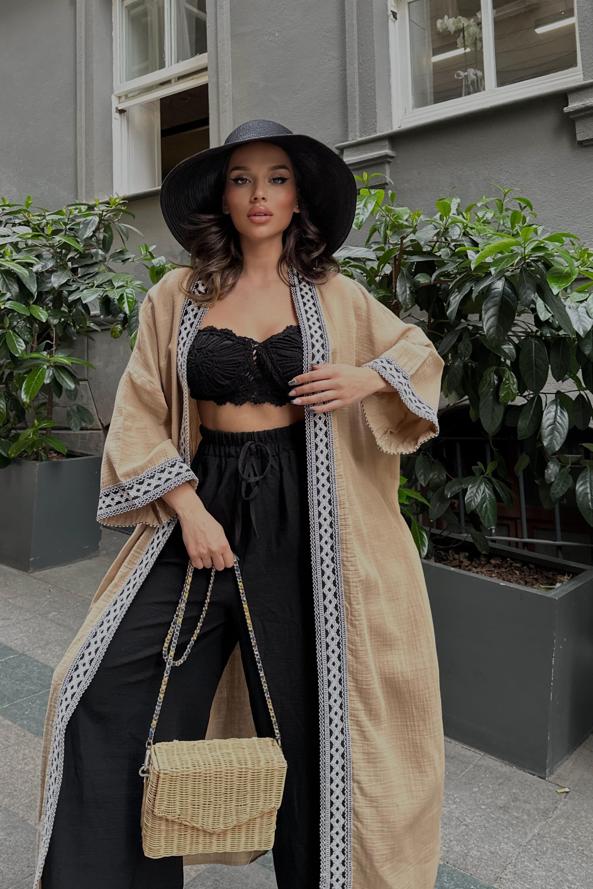 S4Y5160Shanina Desenli Kimono 5160