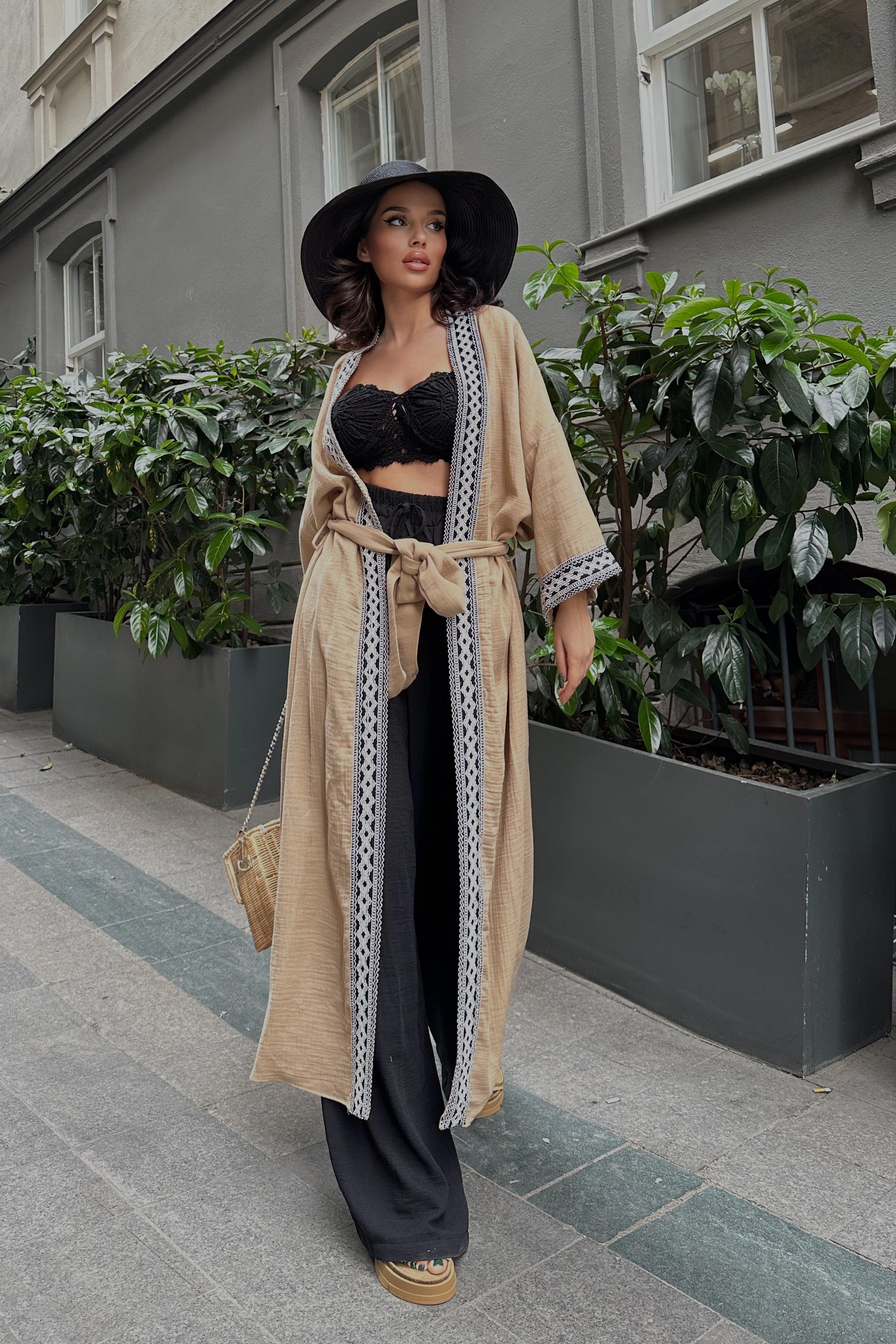 S4Y5160Shanina Desenli Kimono 5160