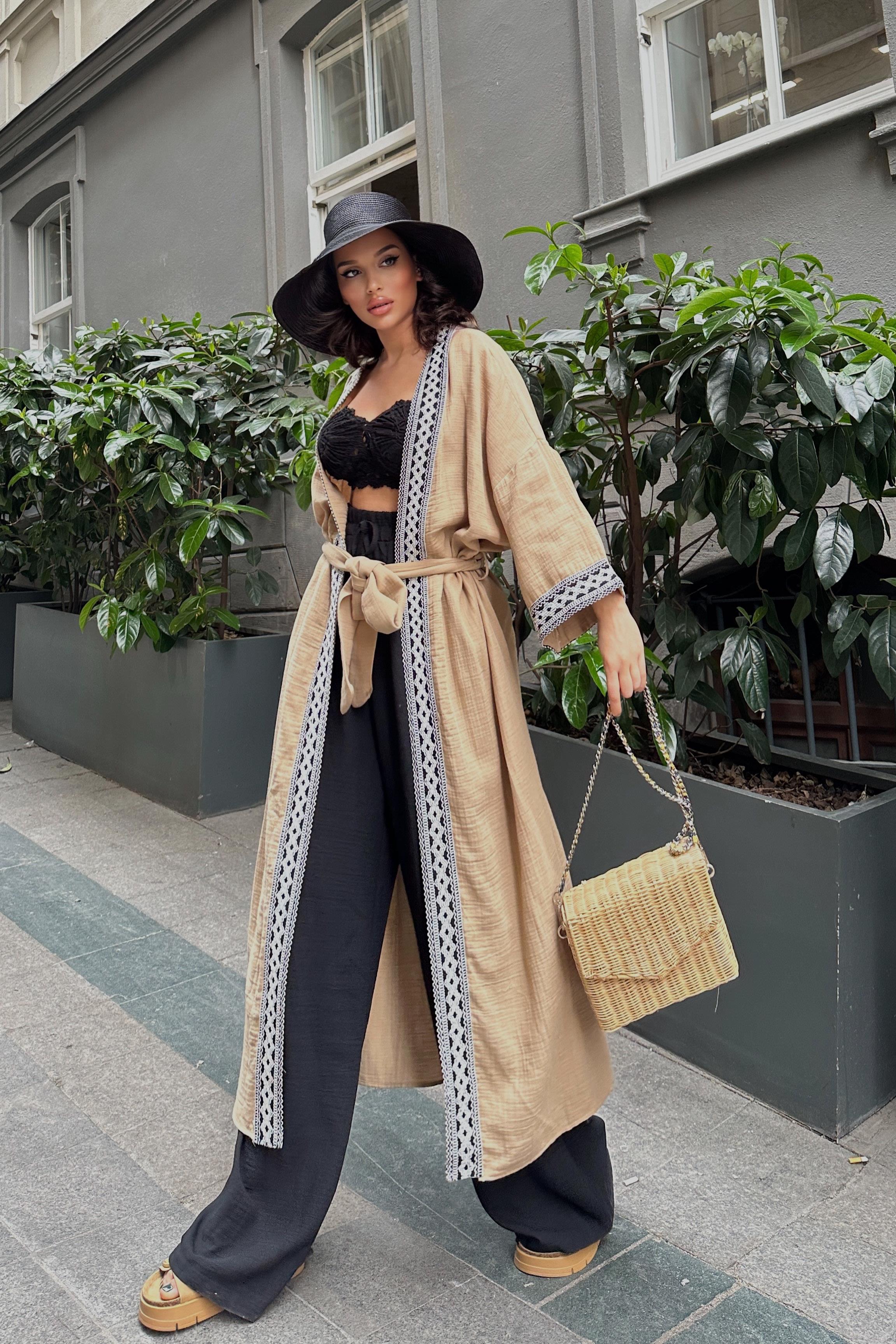 S4Y5160Shanina Desenli Kimono 5160