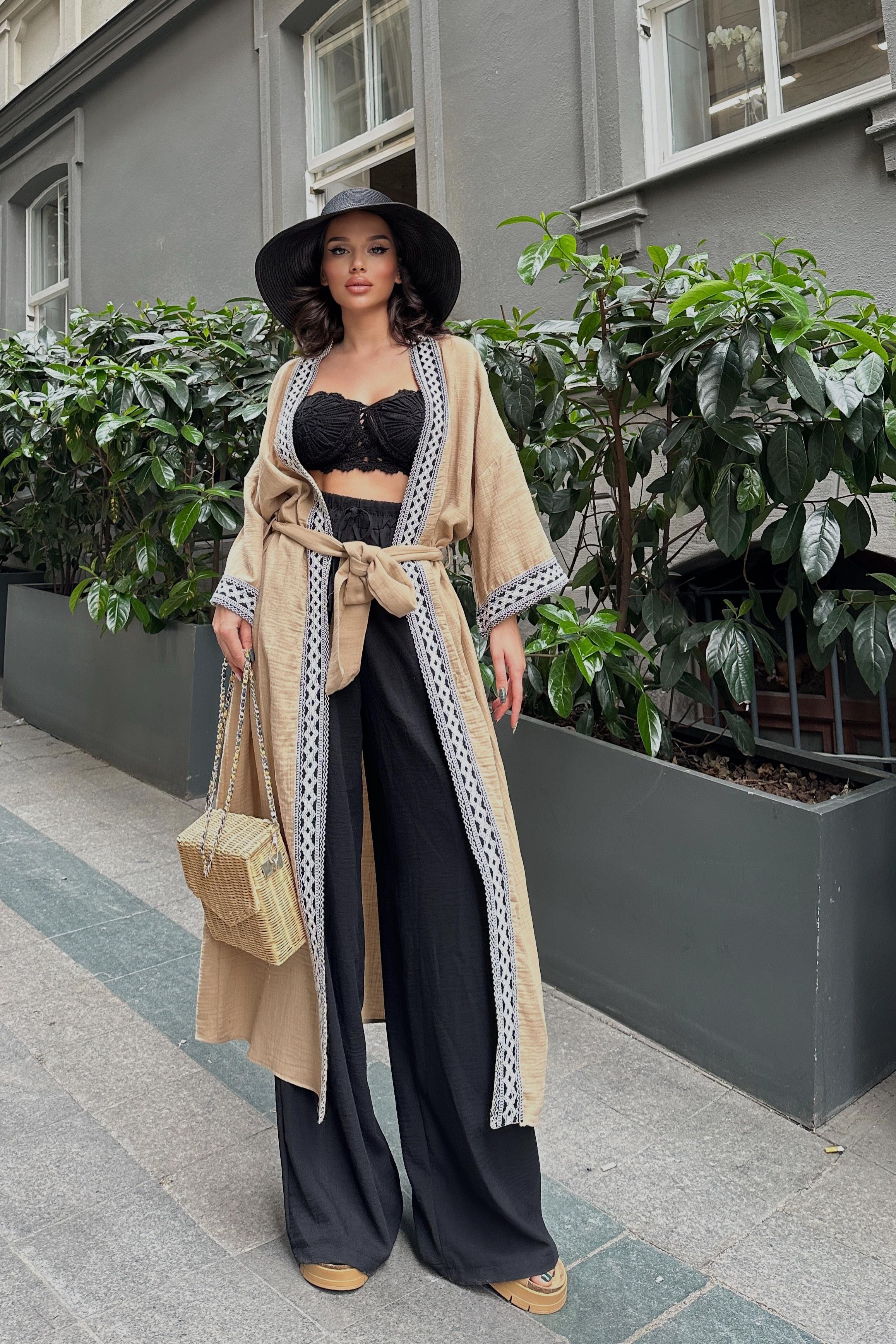 S4Y5160Shanina Desenli Kimono 5160