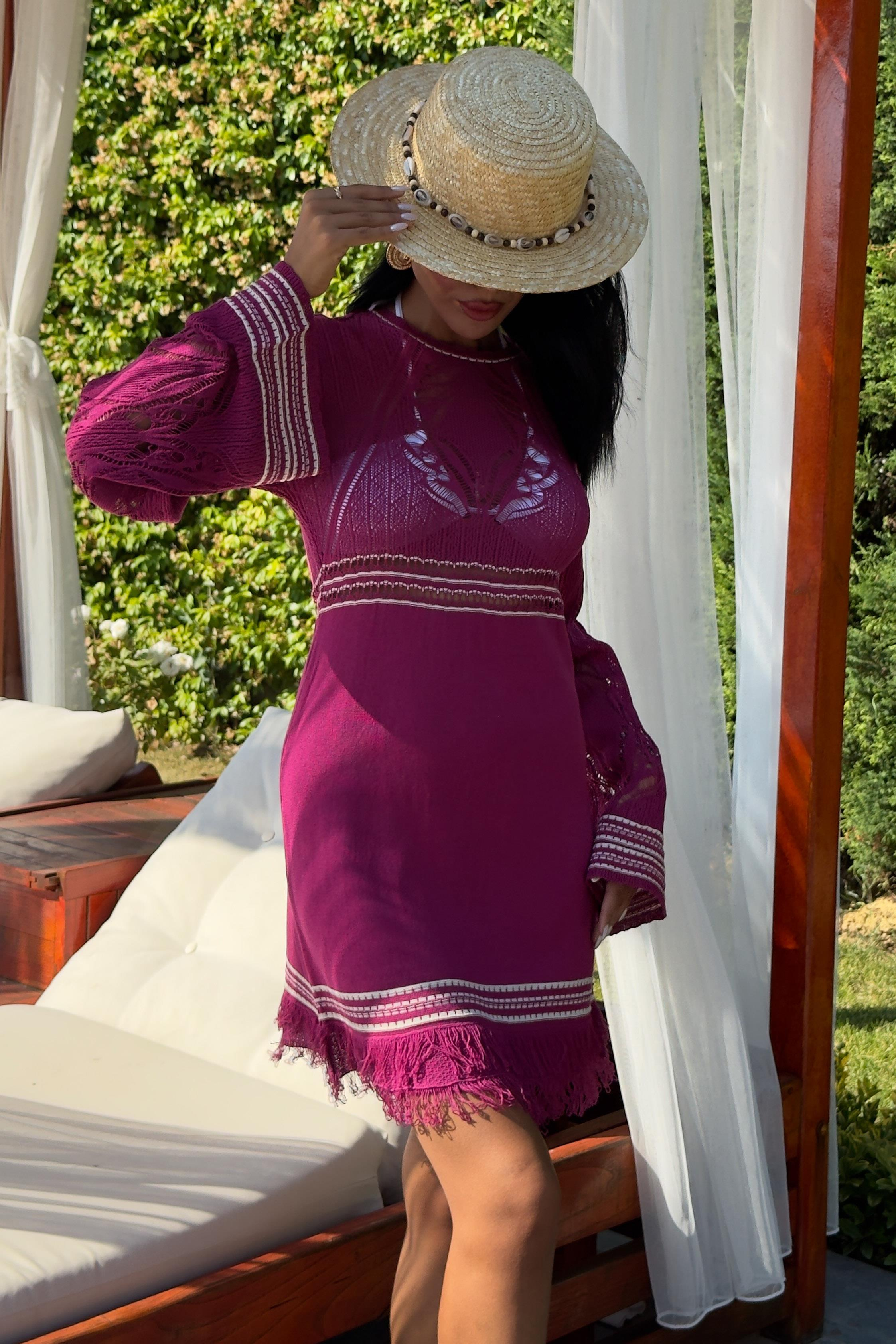 S5Y2860Backless Tied Spanish Sleeve Knit Dress 2860