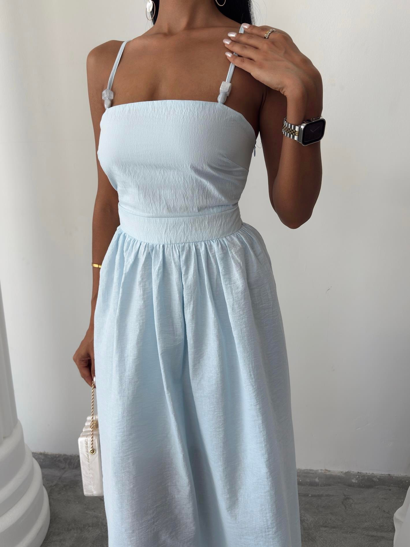S5Y2902Cross Back Beaded Detailed Dress 2902-08