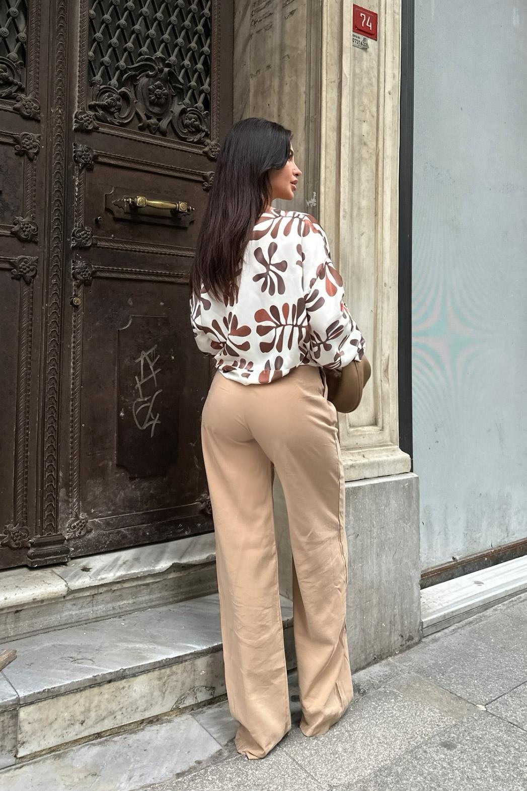 S4Y3373Sylvia Bağlamalı Saten Gömlek 3373-08