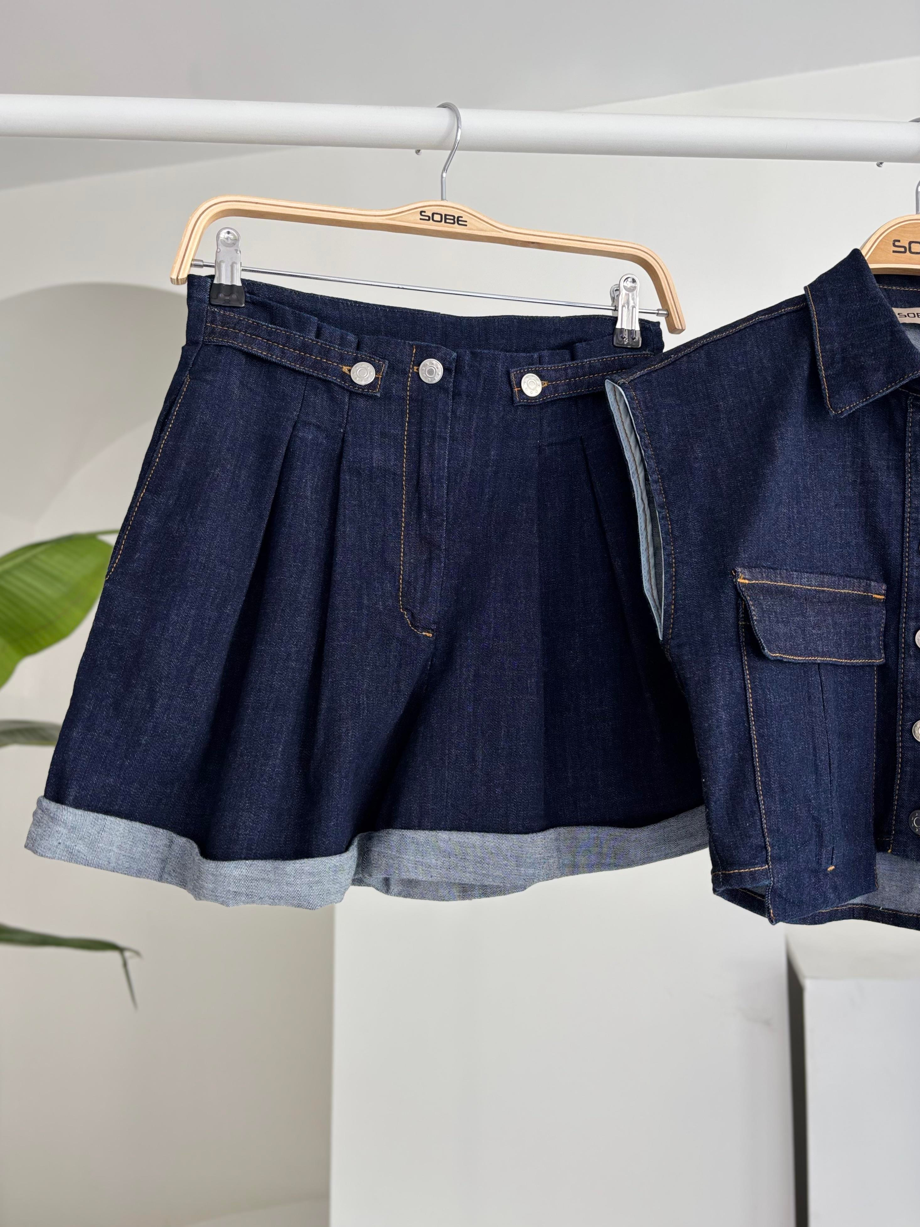 S5Y10198Uzun Cep ve Double Paça Detaylı Denim Takım 10198