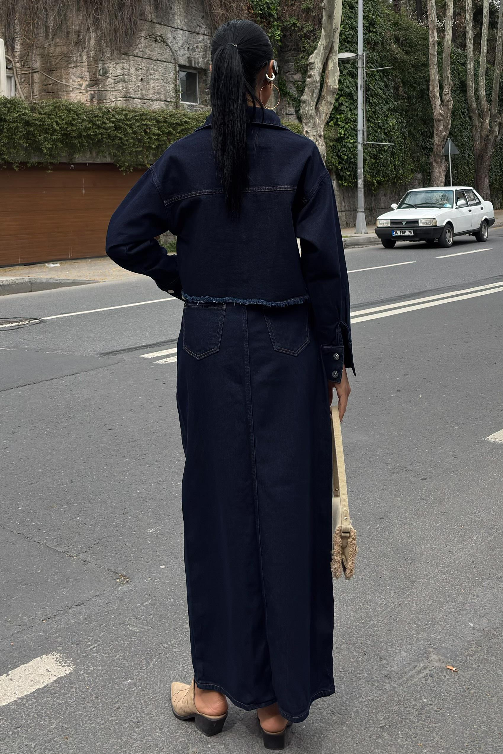 S5K9913Veronika Slit Denim Suit 9913
