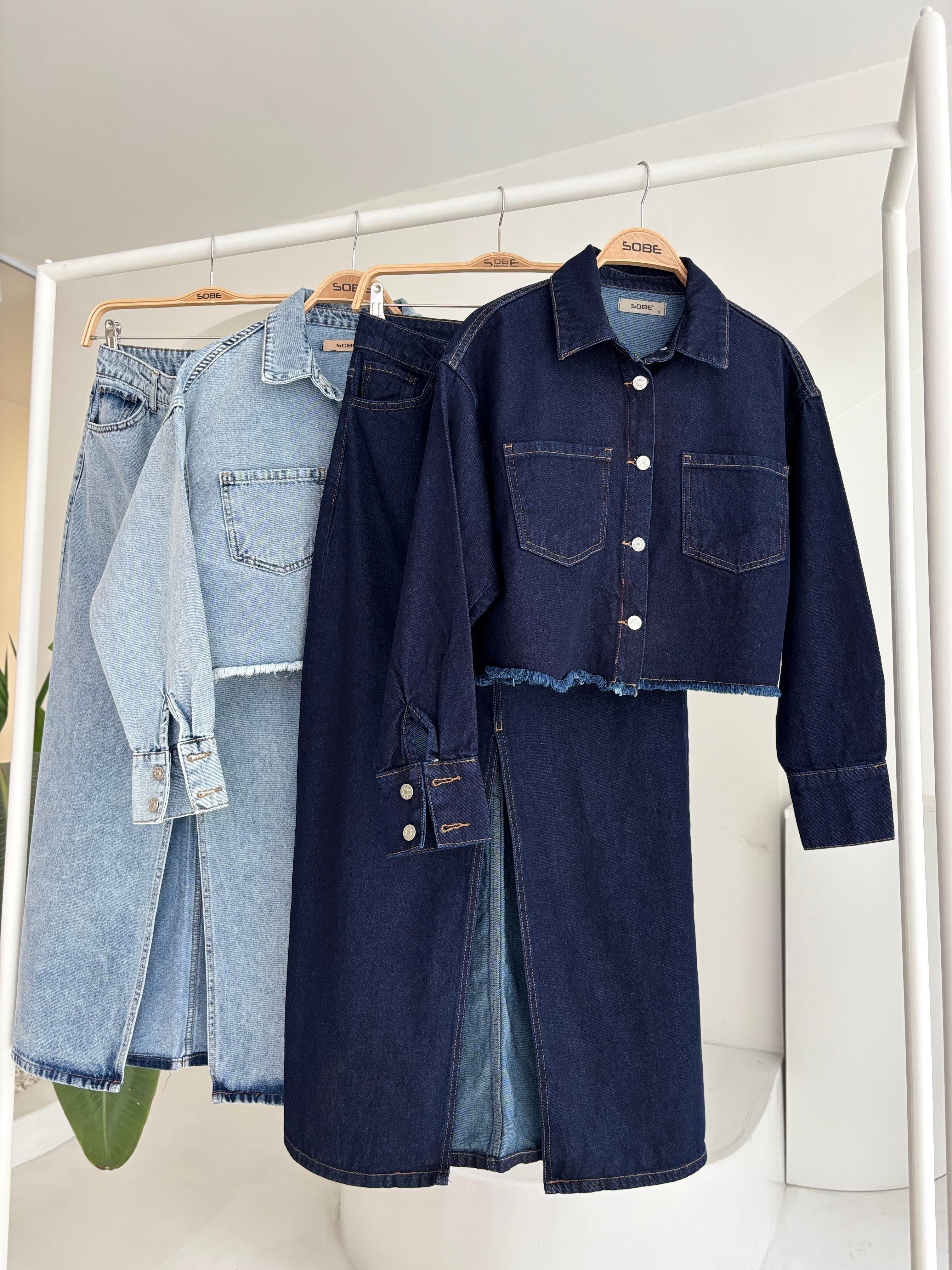 S5K9913Veronika Slit Denim Suit 9913